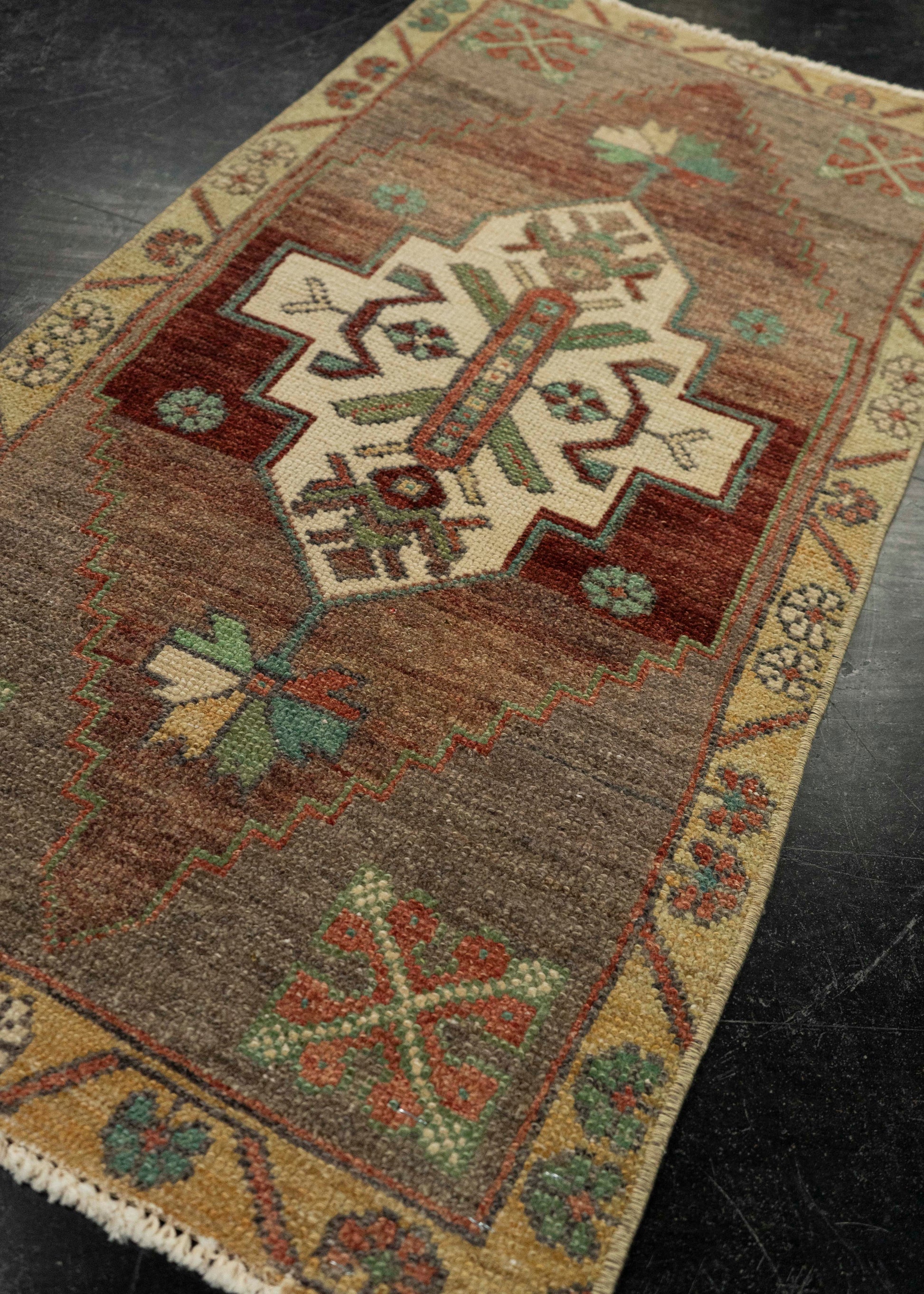 Turkish Mini Rug Oriental Hand Knotted Vintage Rug 1'8" x 3'3" #21187