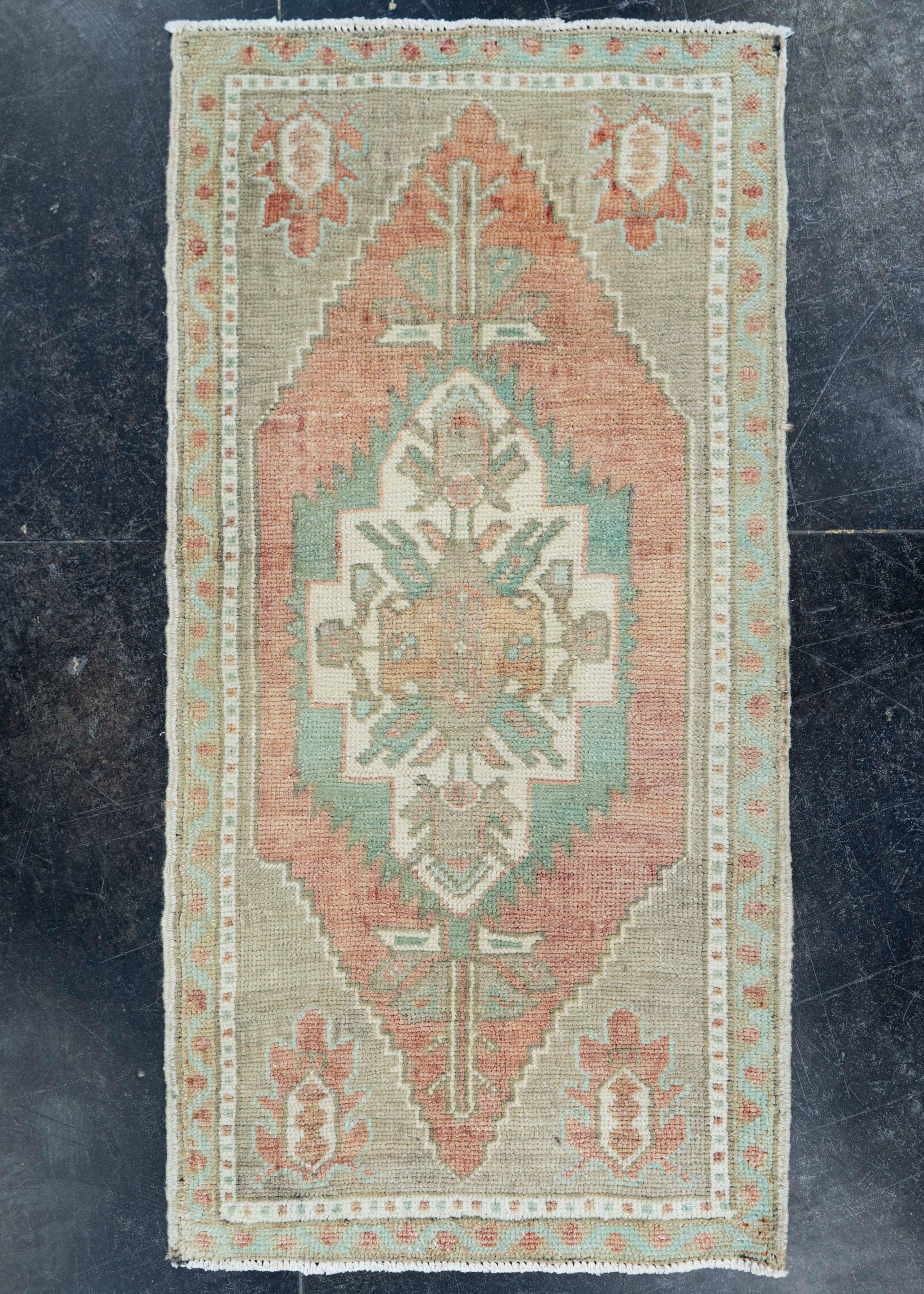 Turkish Mini Rug Oriental Hand Knotted Vintage Rug 1'8" x 3'4" #16779