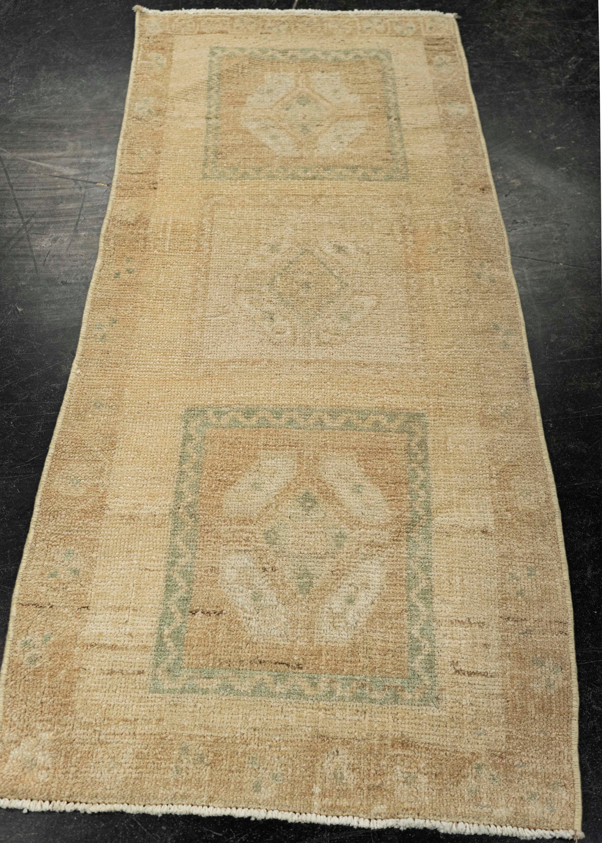 Turkish Mini Rug Oriental Hand Knotted Vintage Rug 1'8" x 3'10" #21174