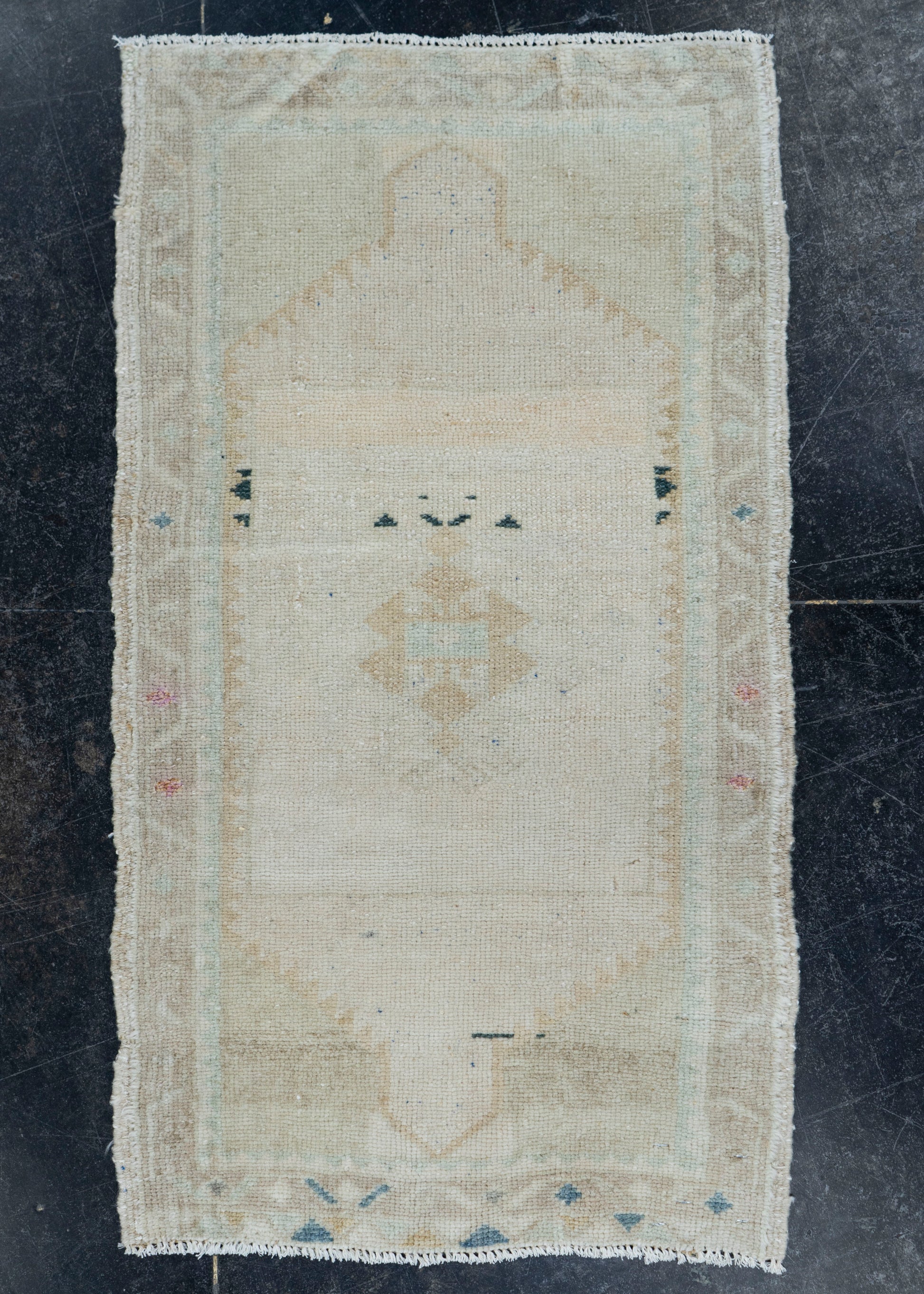 Turkish Mini Rug Oriental Hand Knotted Vintage Rug 1'8" x 2'11" #168873