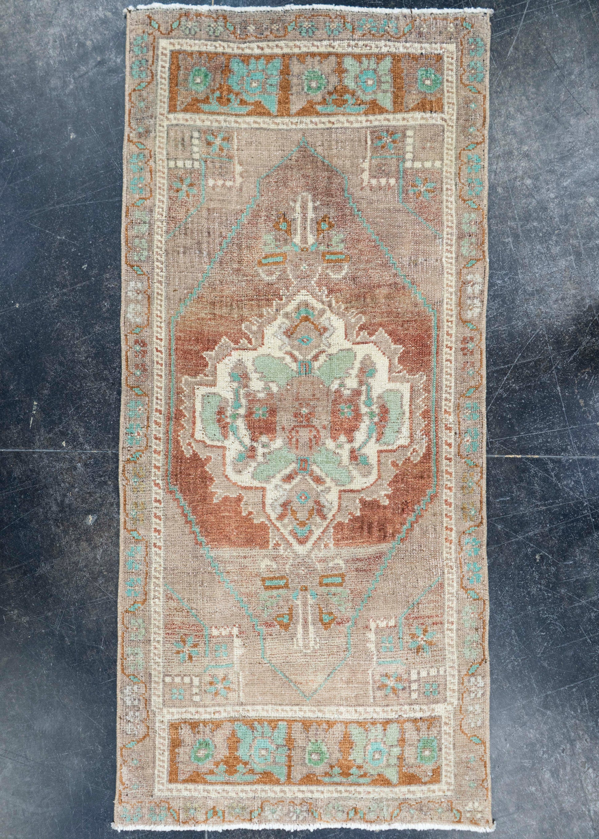 Turkish Mini Rug Oriental Hand Knotted Vintage Rug 1'9" x 4' #16875