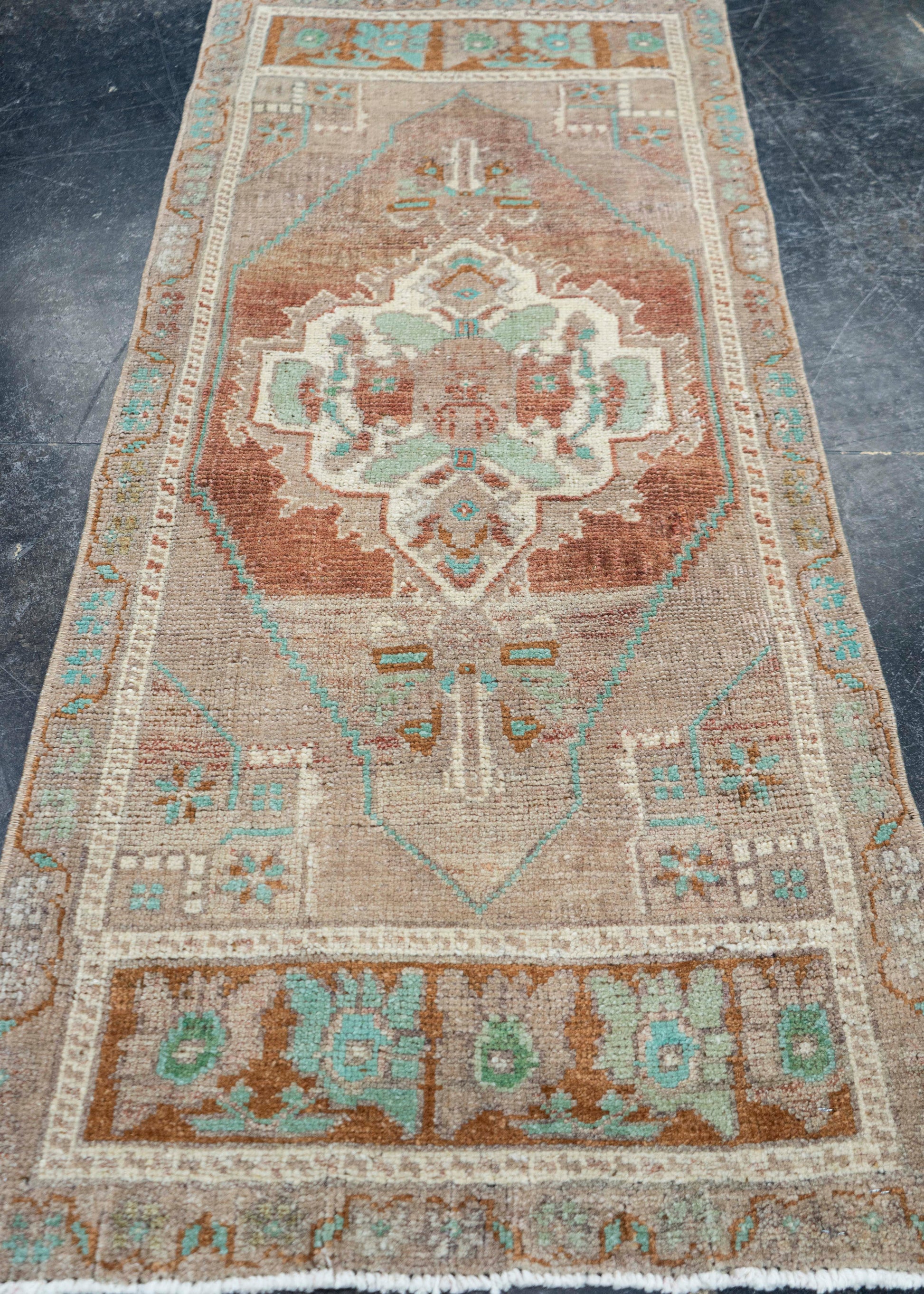 Turkish Mini Rug Oriental Hand Knotted Vintage Rug 1'9" x 4' #16875