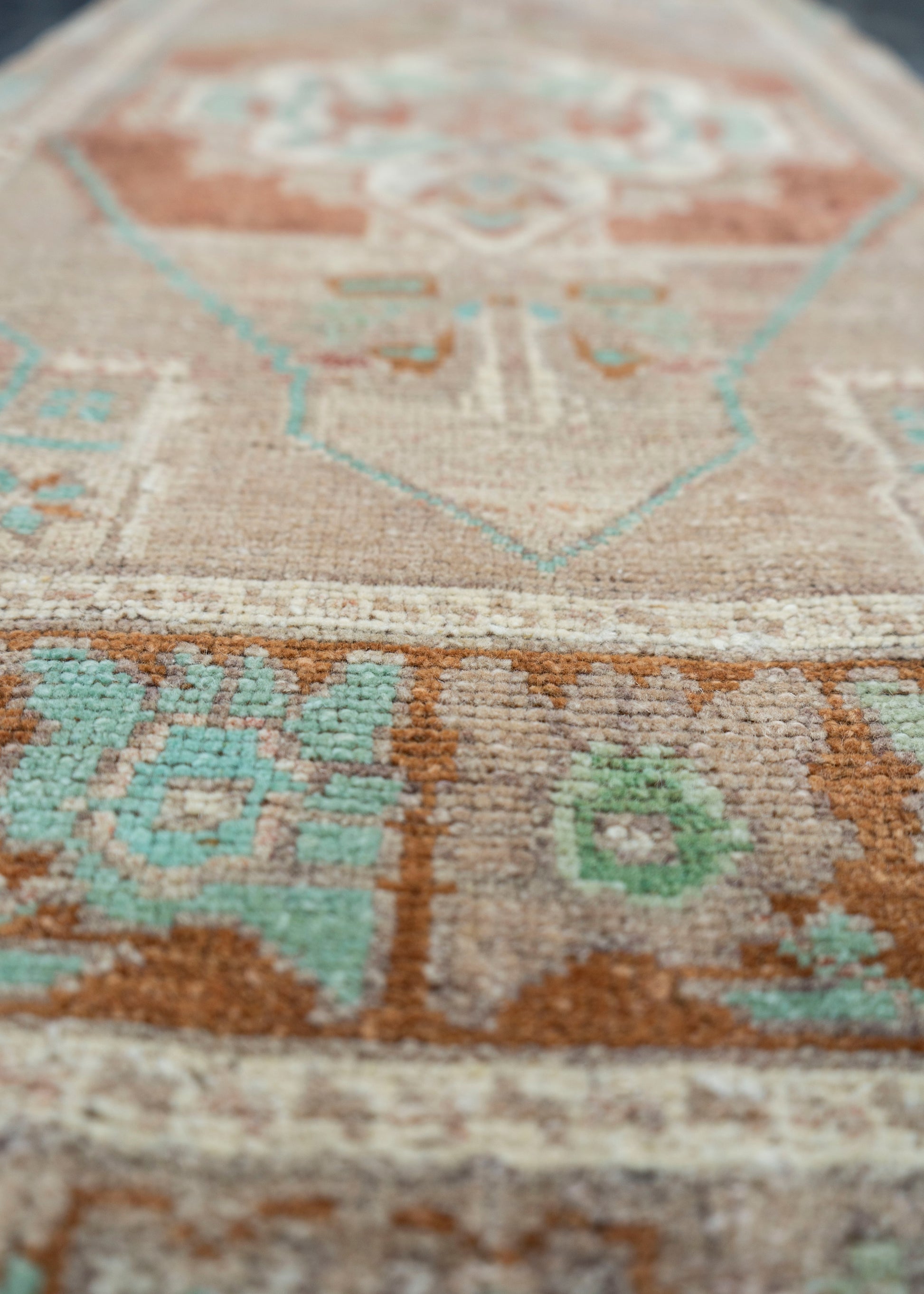 Turkish Mini Rug Oriental Hand Knotted Vintage Rug 1'9" x 4' #16875