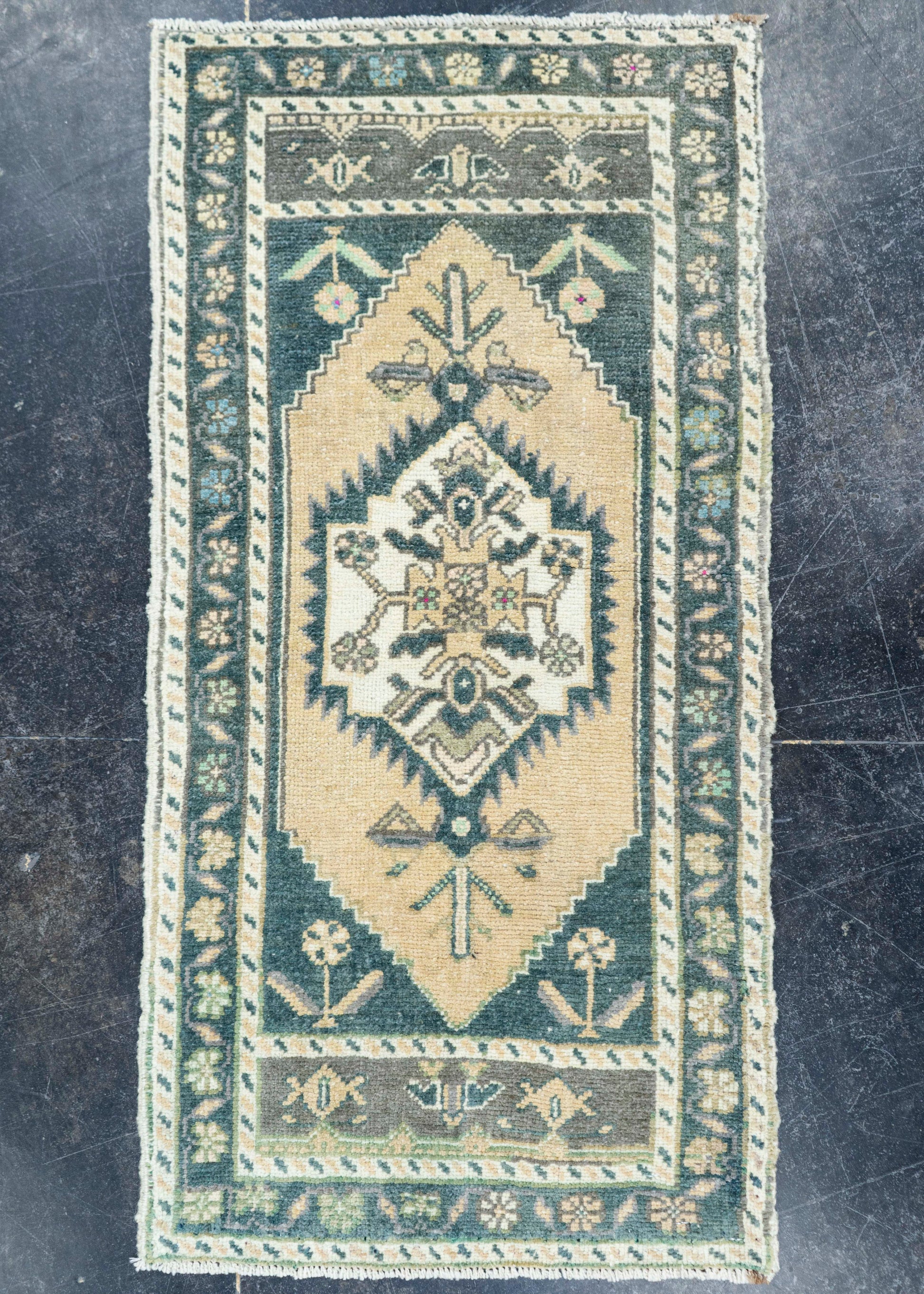 Turkish Mini Rug Oriental Hand Knotted Vintage Rug 1'8" x 3'4" #16891