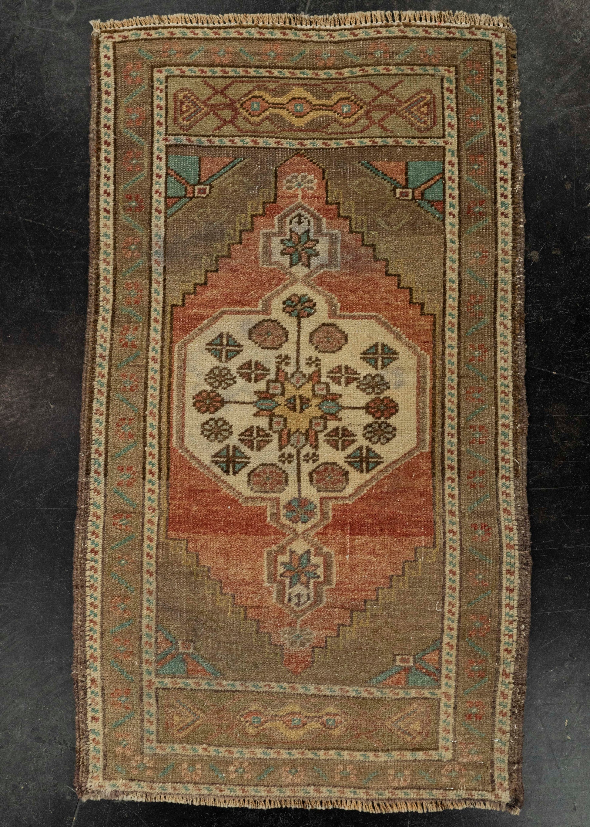 Turkish Mini Rug Oriental Hand Knotted Vintage Rug 1'11" x 3'3" #21196