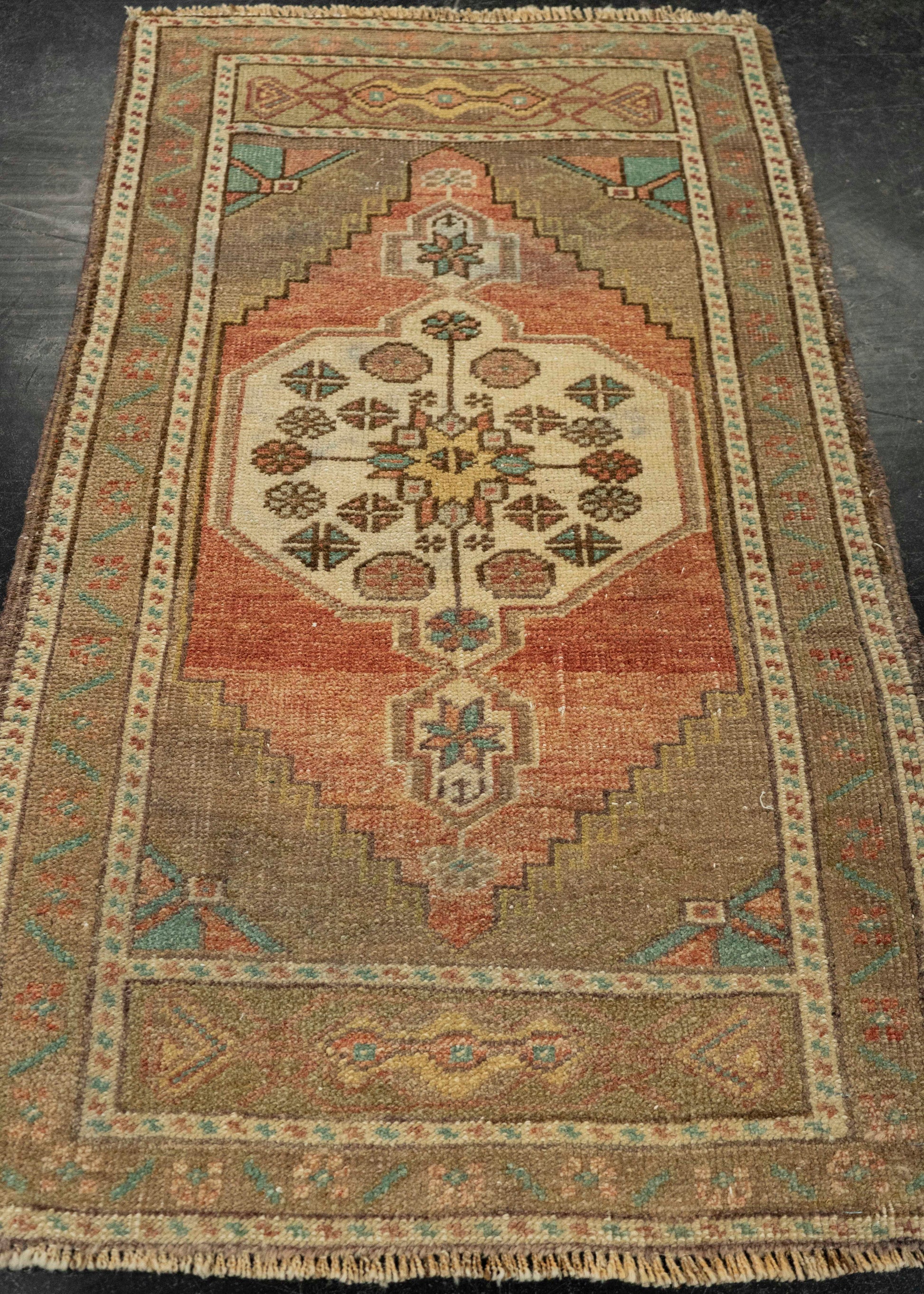 Turkish Mini Rug Oriental Hand Knotted Vintage Rug 1'11" x 3'3" #21196