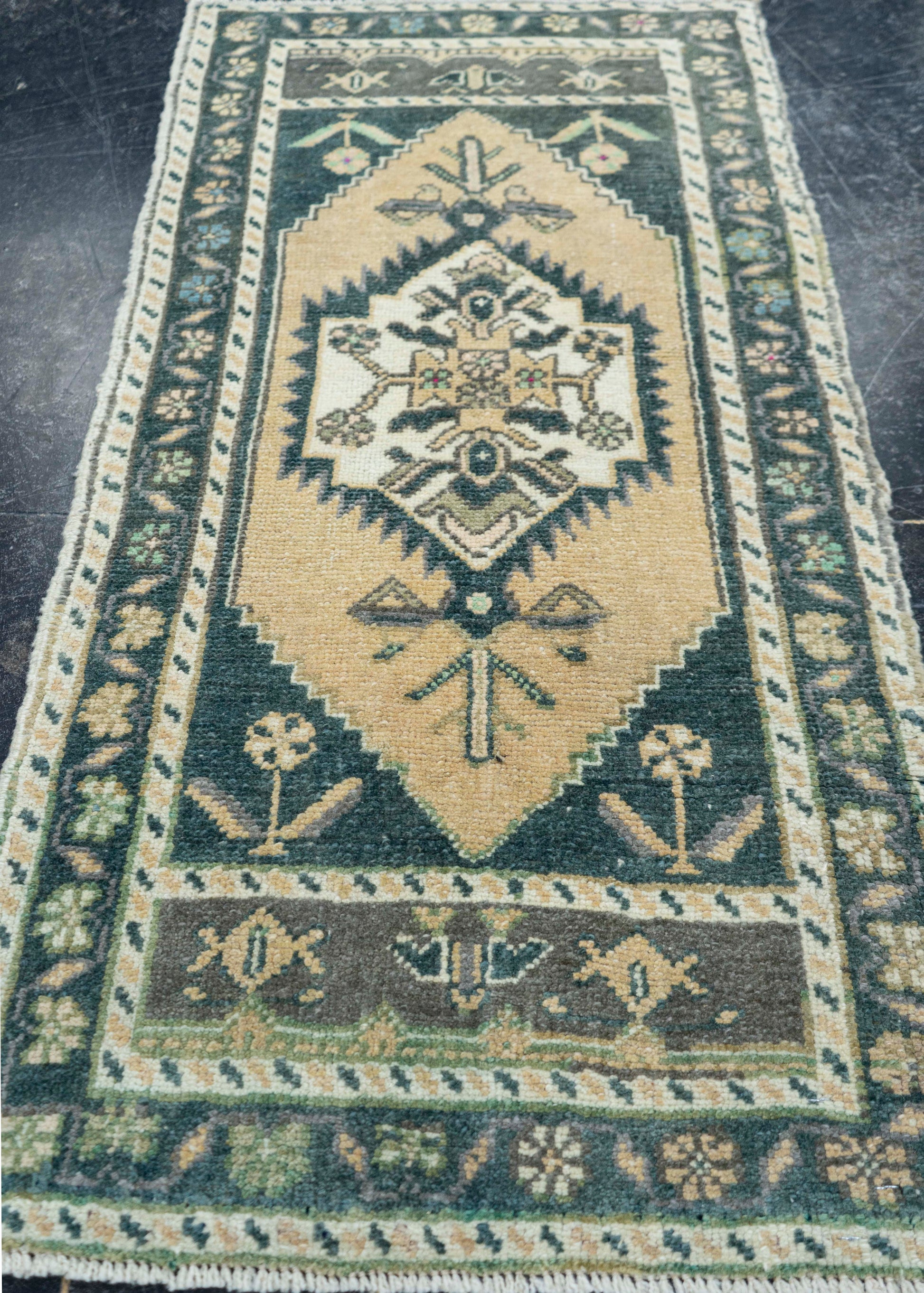 Turkish Mini Rug Oriental Hand Knotted Vintage Rug 1'8" x 3'4" #16891