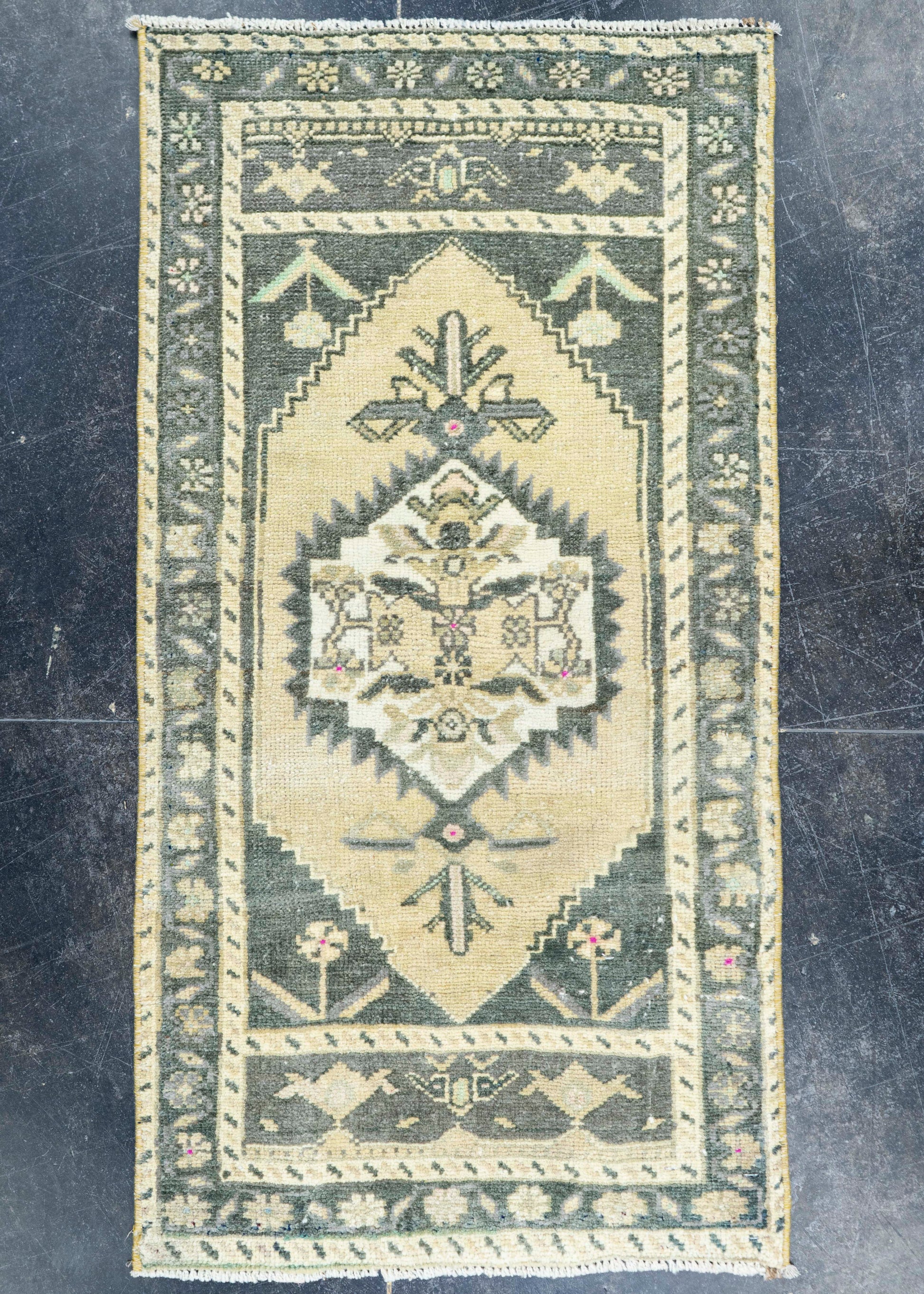 Turkish Mini Rug Oriental Hand Knotted Vintage Rug 1'7" x 3'2" #16878