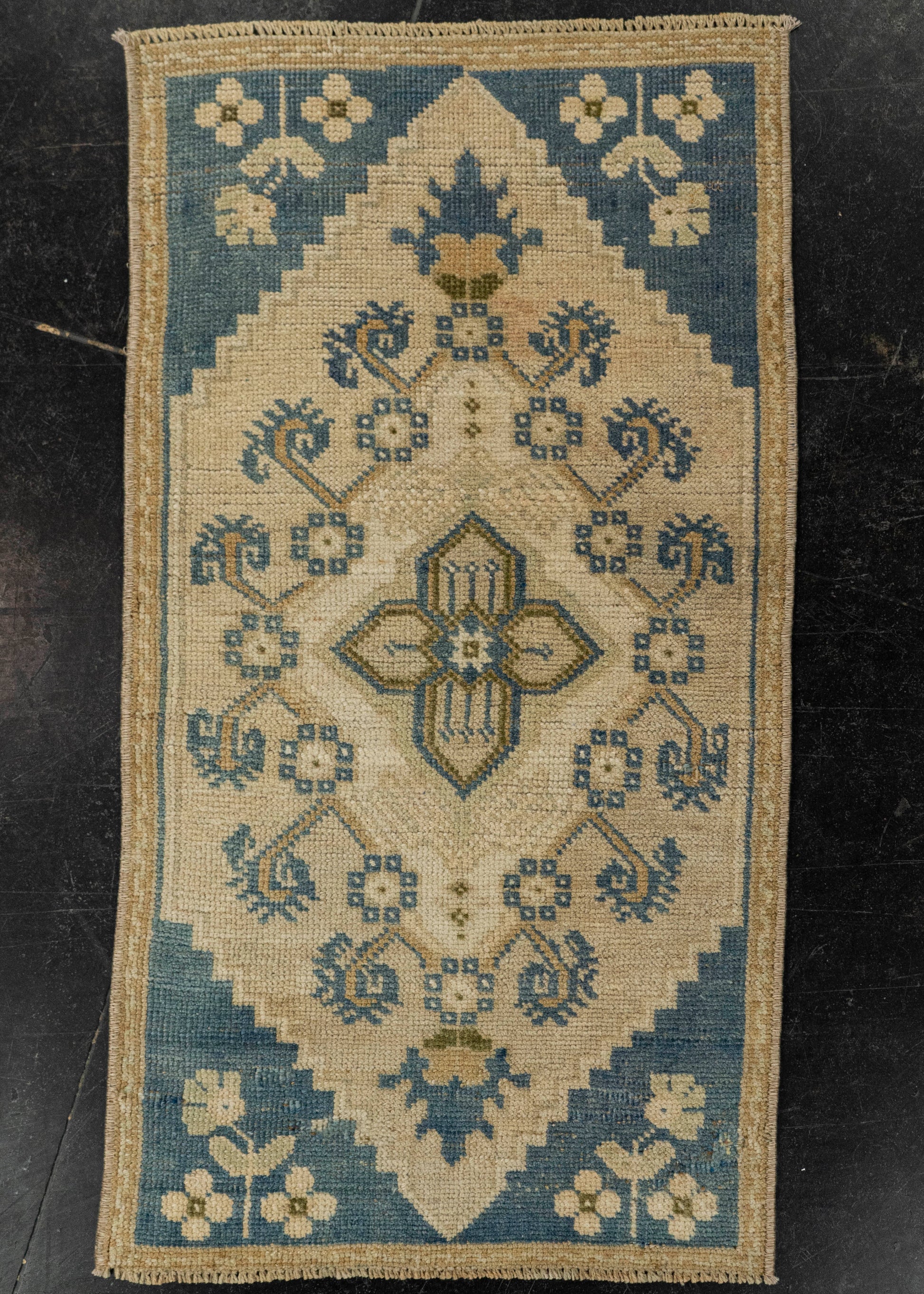 Turkish Mini Rug Oriental Hand Knotted Vintage Rug 1'4" x 2'6" #21197