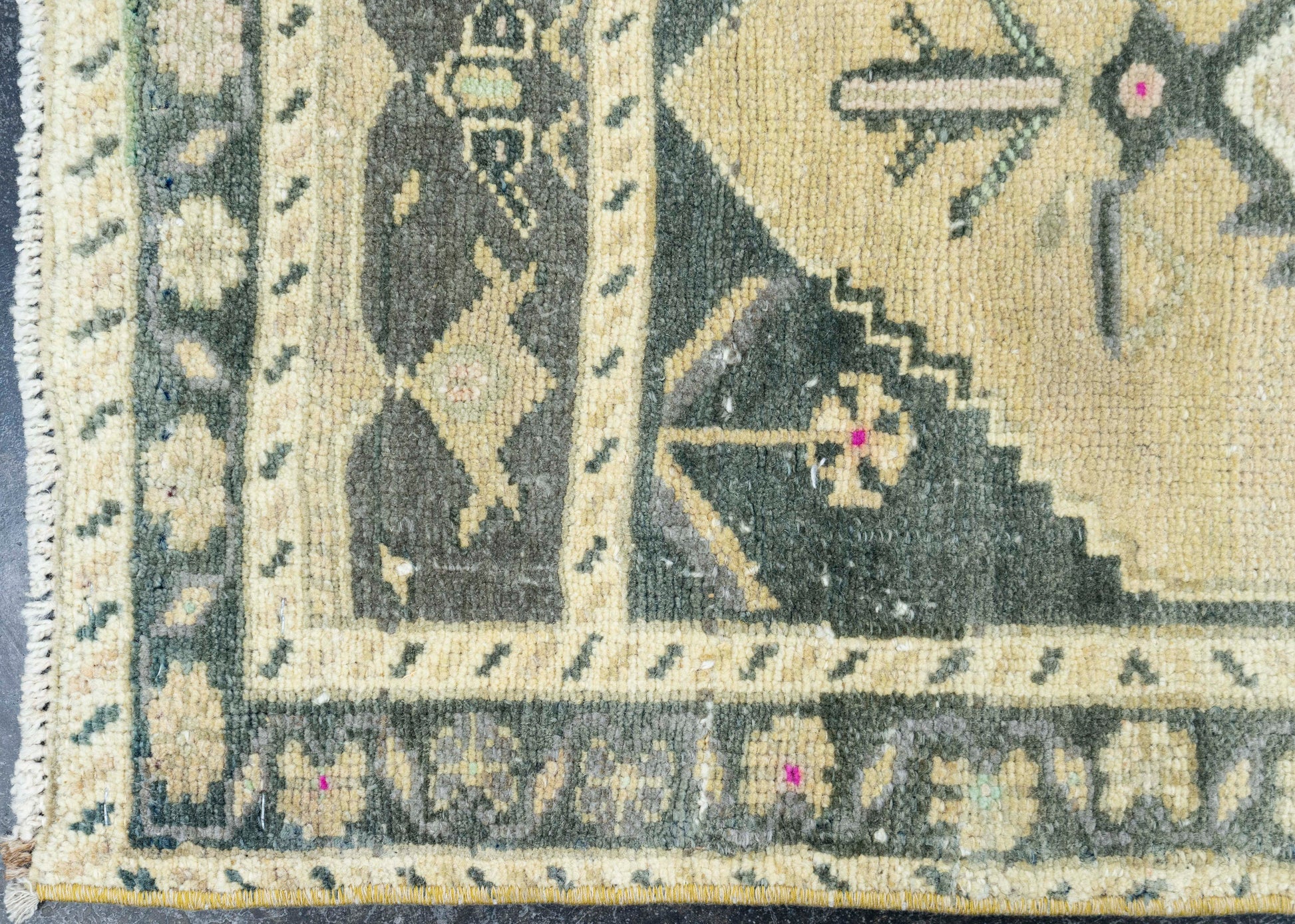 Turkish Mini Rug Oriental Hand Knotted Vintage Rug 1'7" x 3'2" #16878