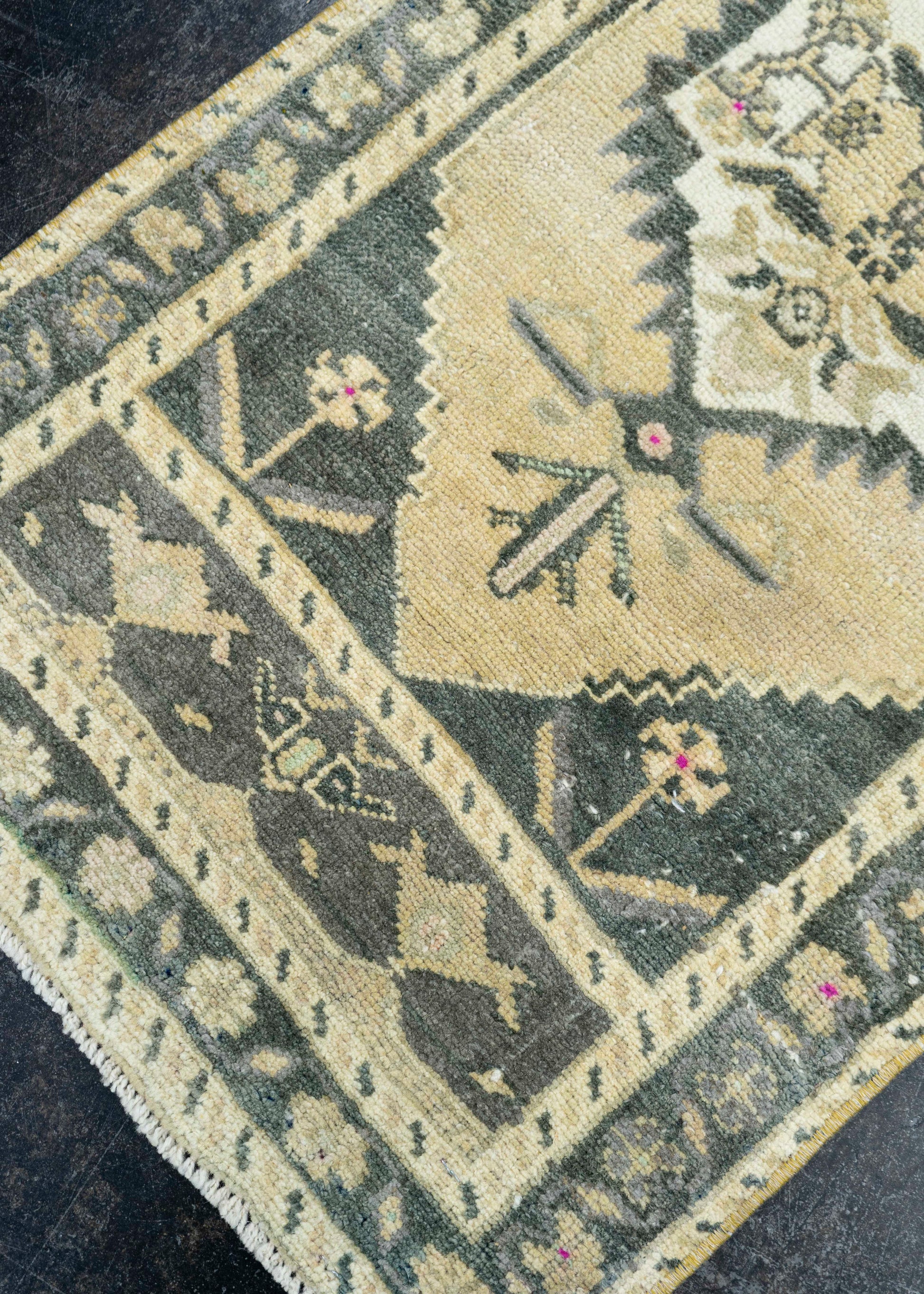 Turkish Mini Rug Oriental Hand Knotted Vintage Rug 1'7" x 3'2" #16878