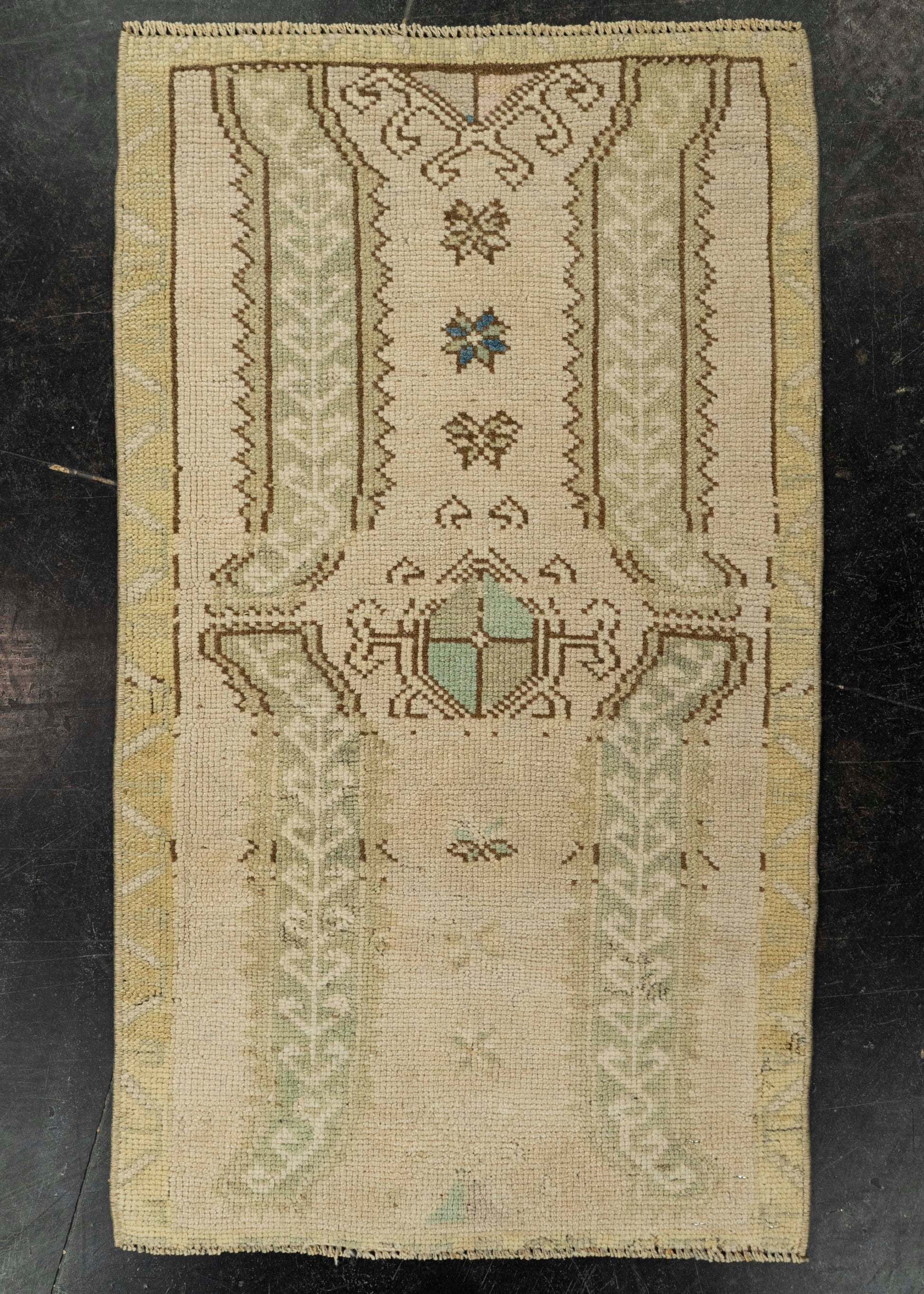 Turkish Mini Rug Oriental Hand Knotted Vintage Rug 1'8" x 2'11" #21199