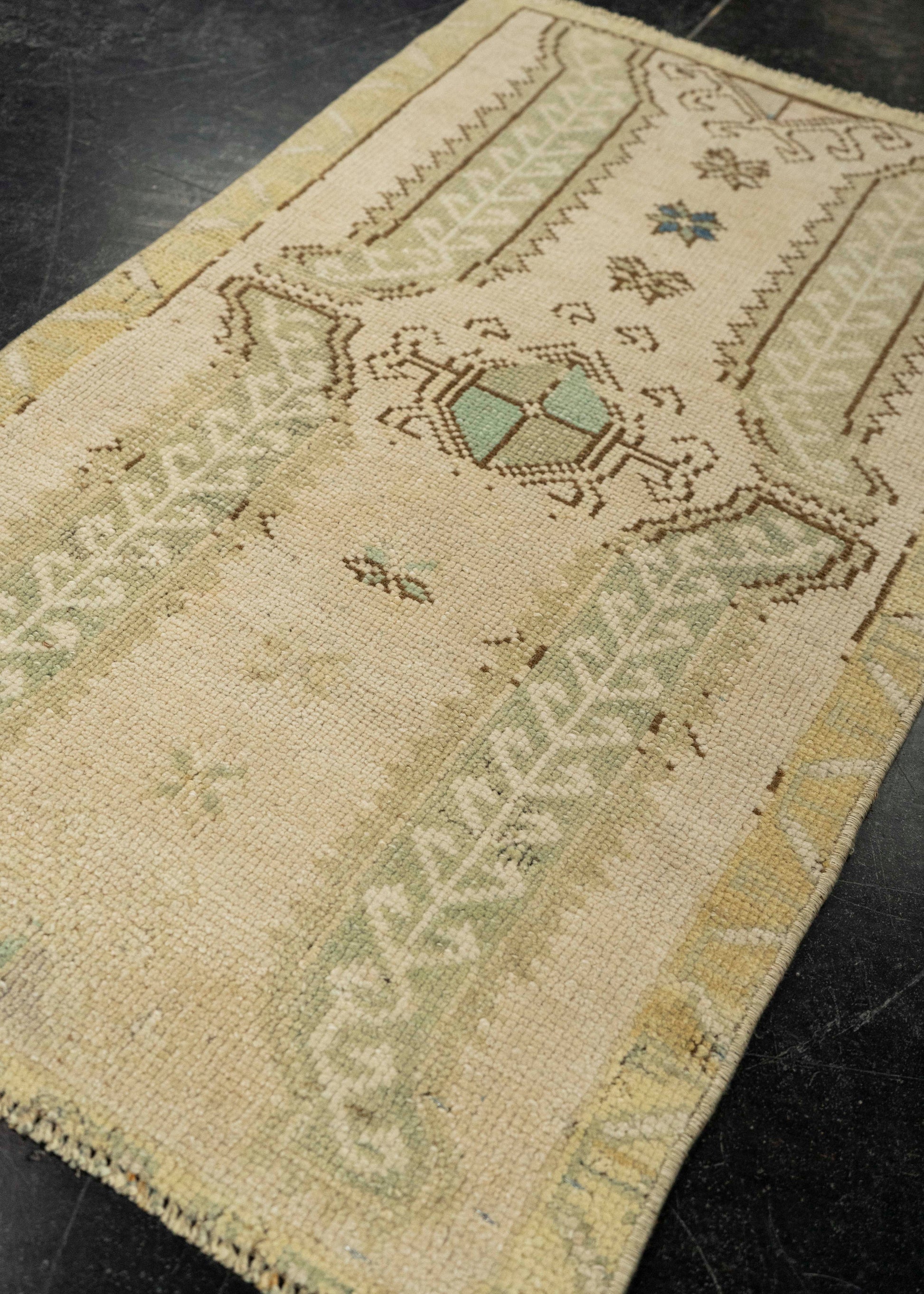 Turkish Mini Rug Oriental Hand Knotted Vintage Rug 1'8" x 2'11" #21199