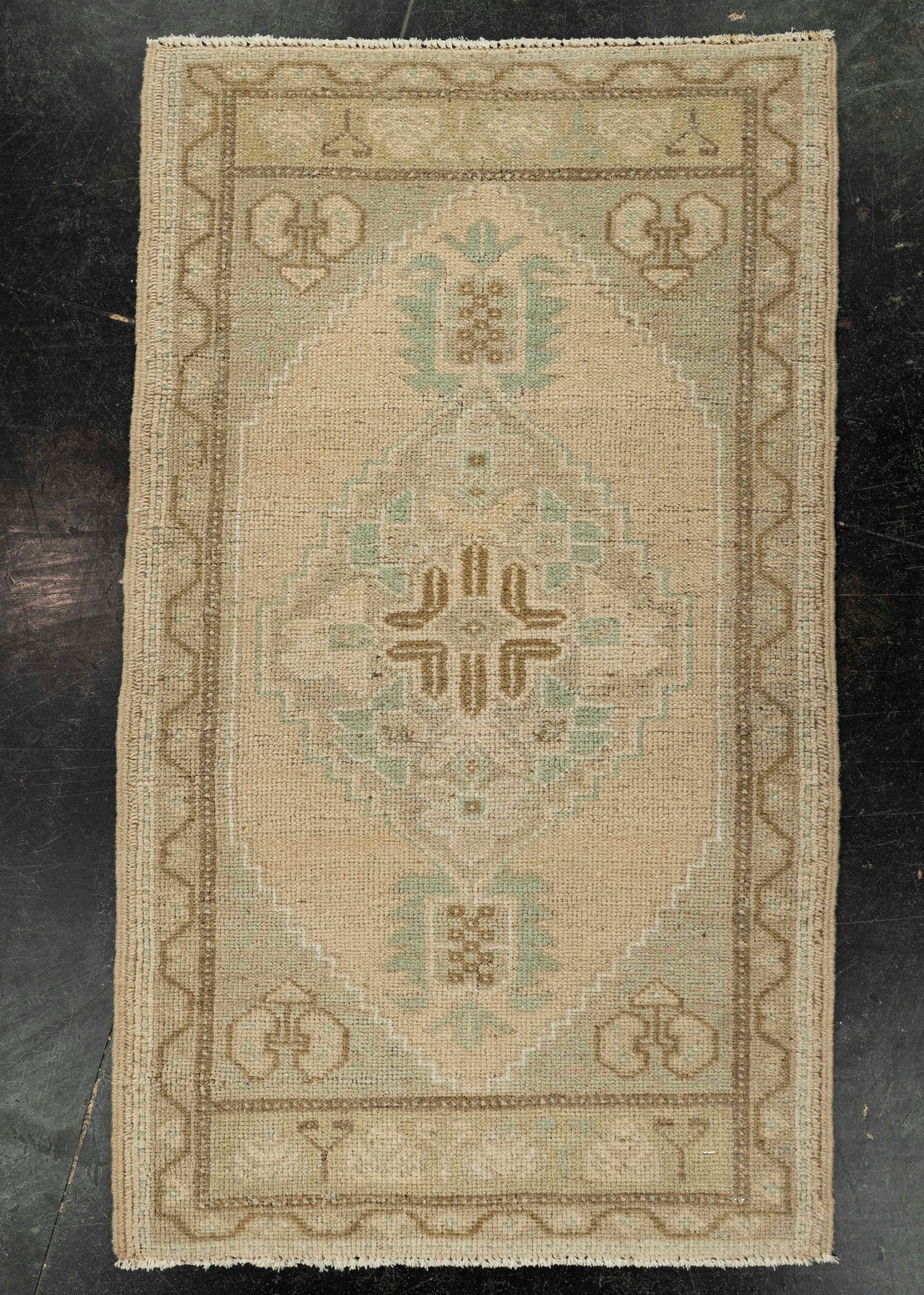 Turkish Mini Rug Oriental Hand Knotted Vintage Rug 1'10" x 3'2" #21006