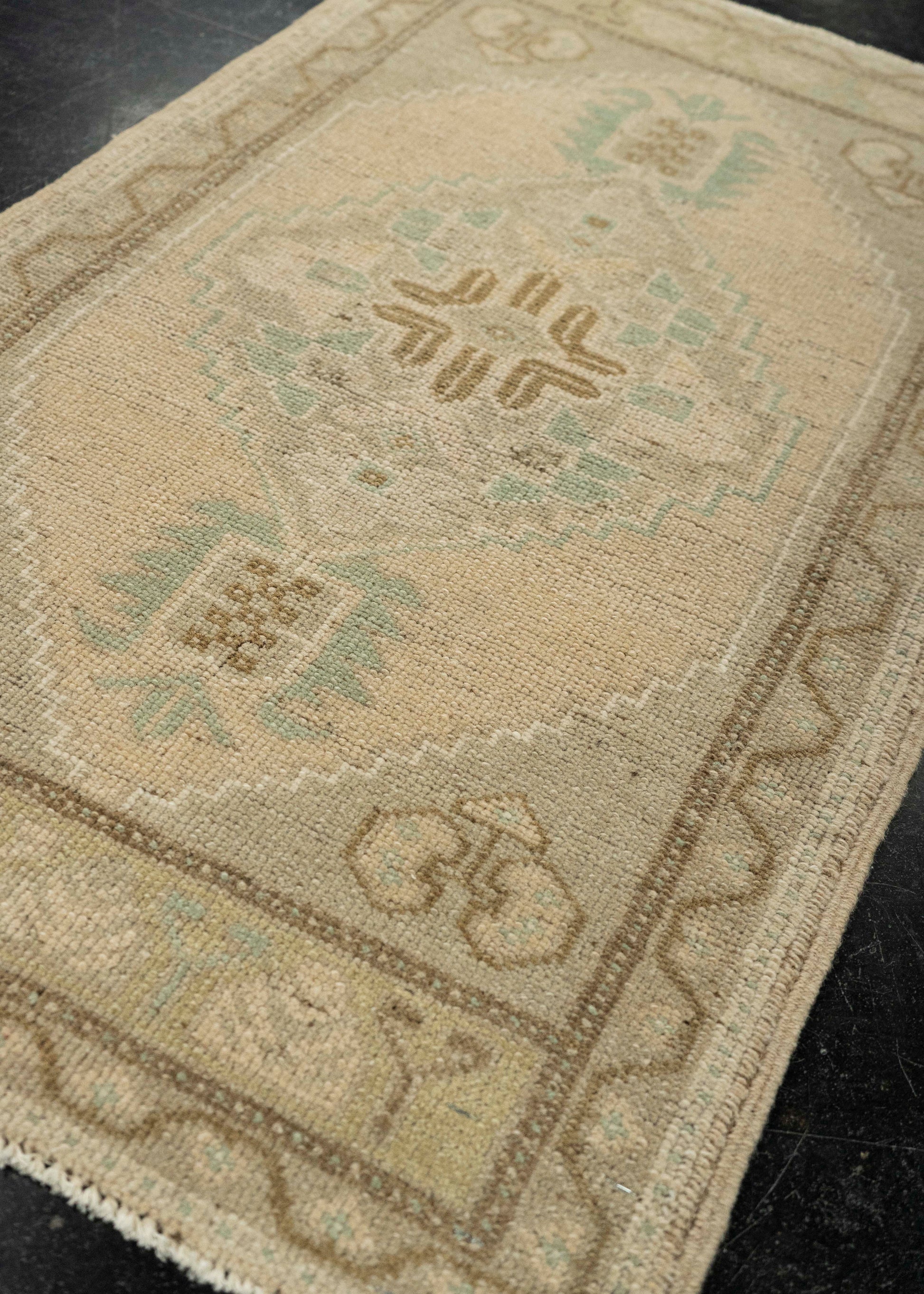 Turkish Mini Rug Oriental Hand Knotted Vintage Rug 1'10" x 3'2" #21006