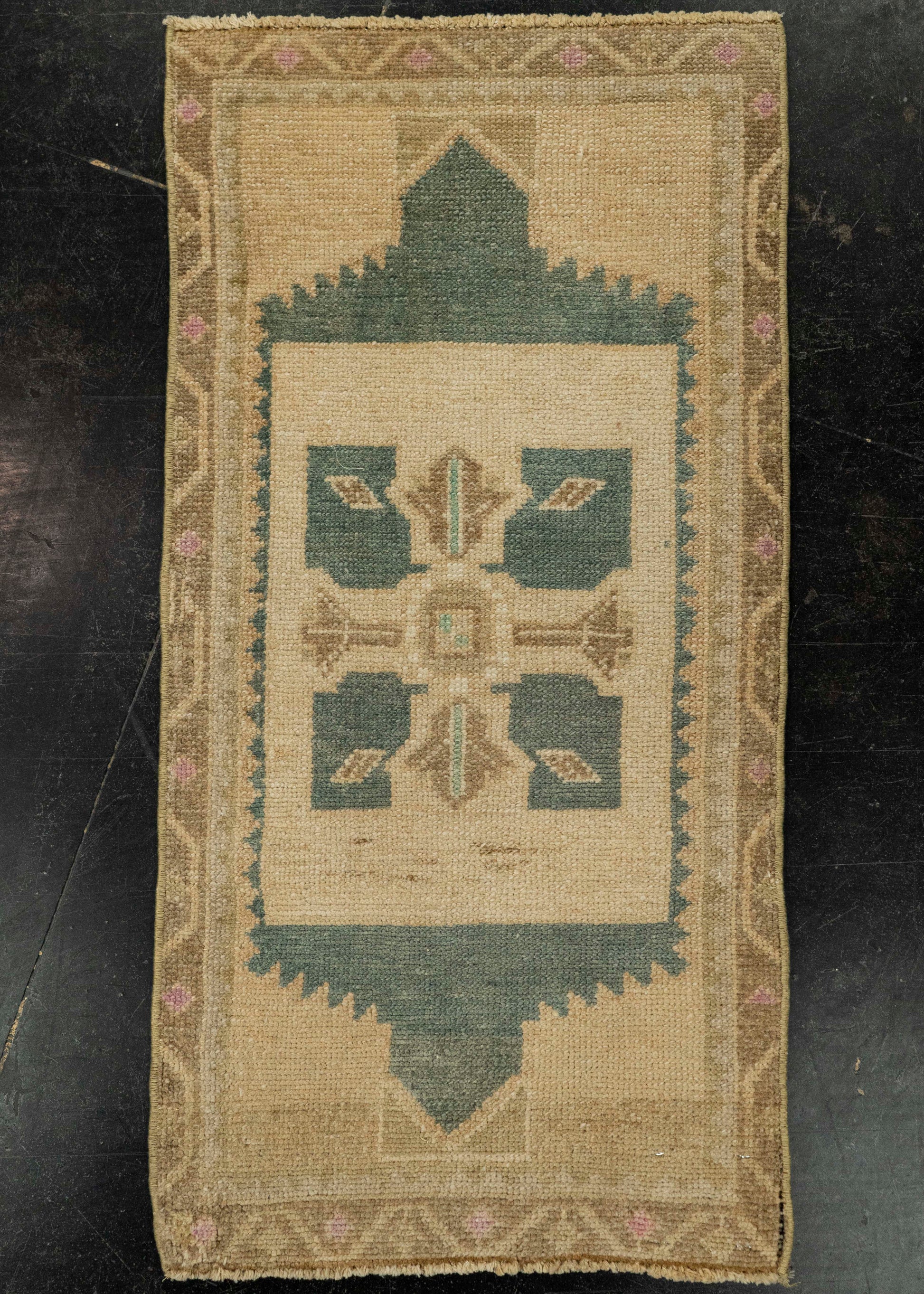 Turkish Mini Rug Oriental Hand Knotted Vintage Rug 1'6" x 2'11" #21142