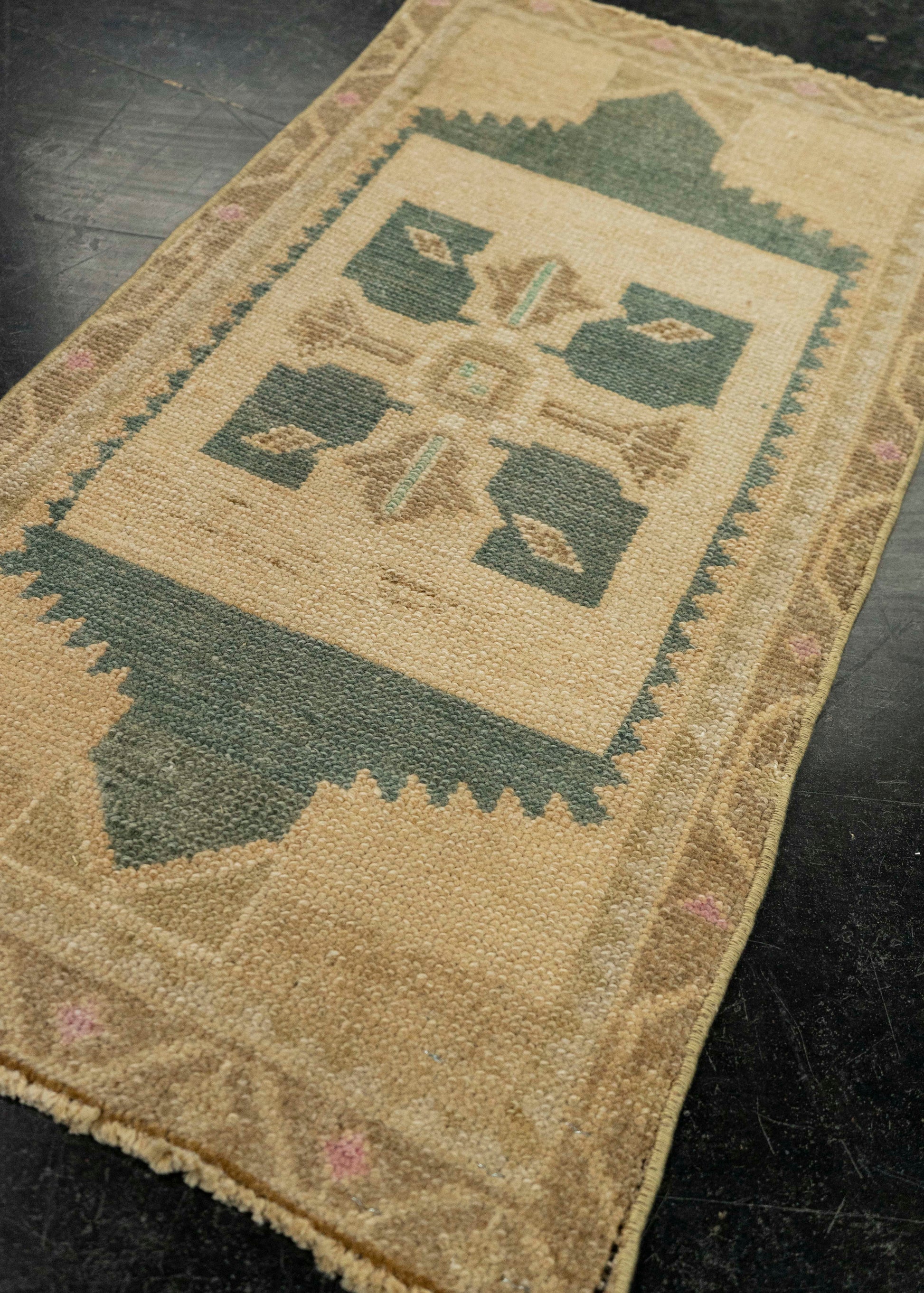 Turkish Mini Rug Oriental Hand Knotted Vintage Rug 1'6" x 2'11" #21142