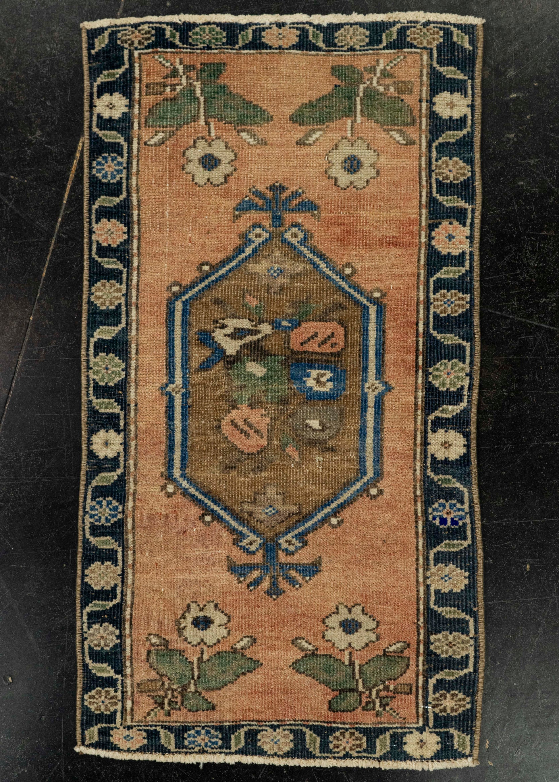 Turkish Mini Rug Oriental Hand Knotted Vintage Rug 1'4" x 2'6" #21145