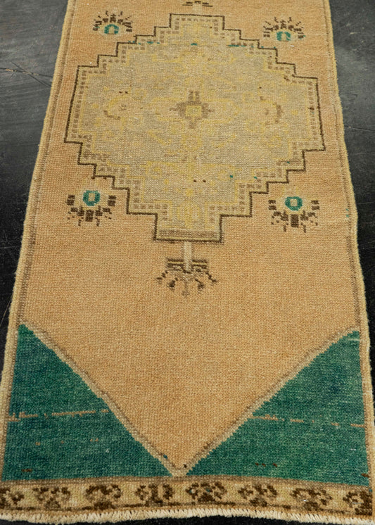 Turkish Mini Rug Oriental Hand Knotted Vintage Rug 1'8" x 3'7" #21146