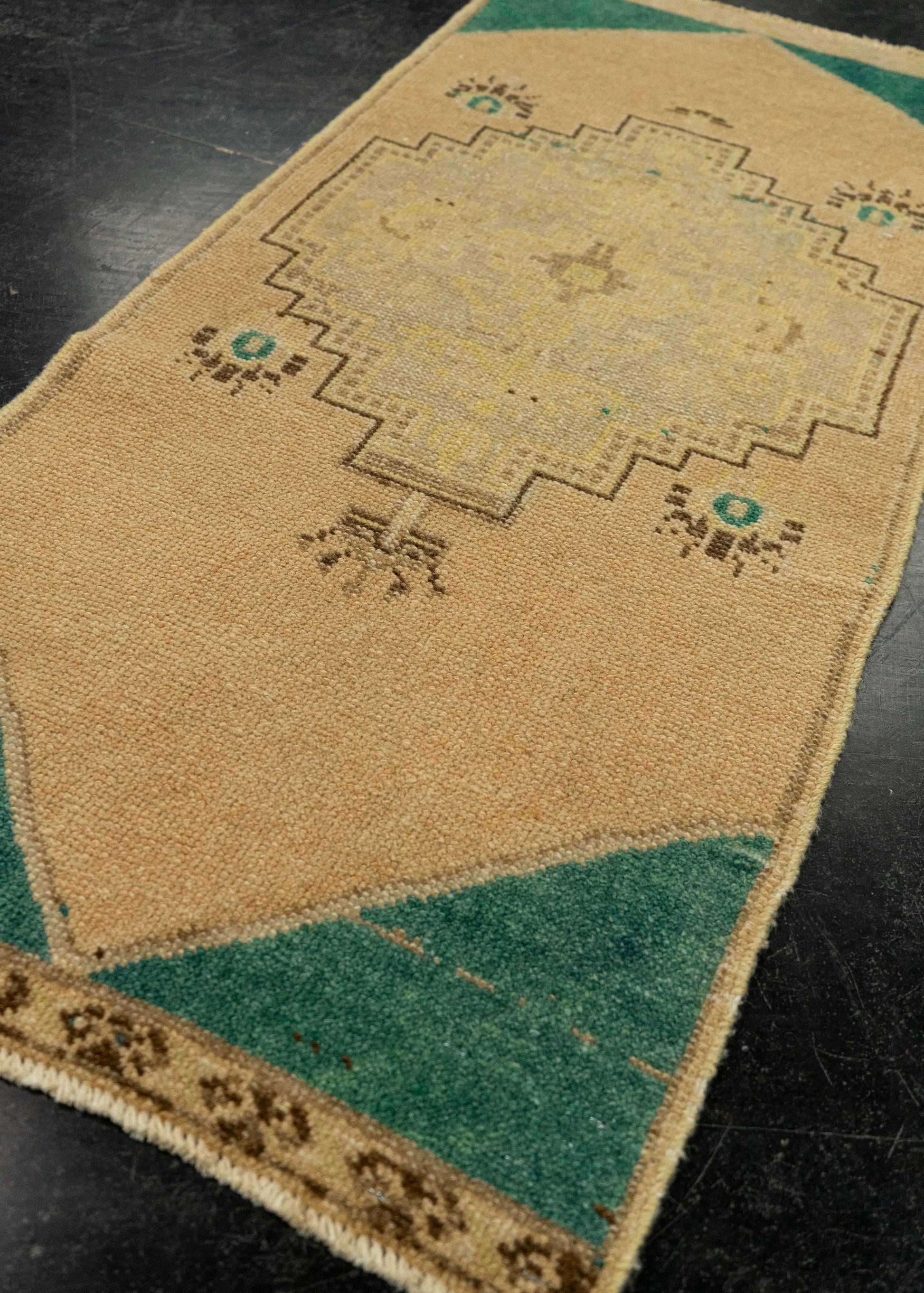 Turkish Mini Rug Oriental Hand Knotted Vintage Rug 1'8" x 3'7" #21146