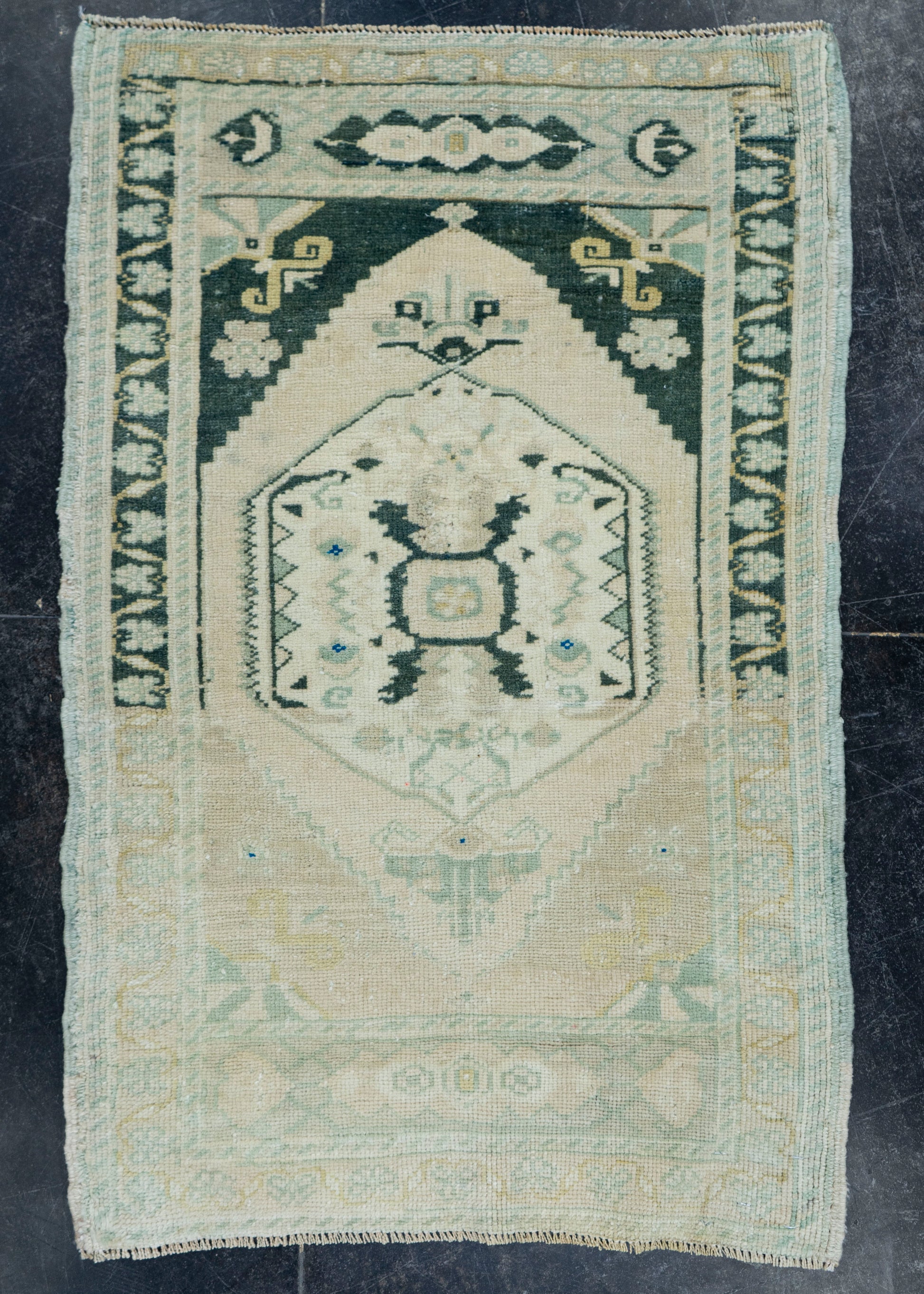 Turkish Mini Rug Oriental Hand Knotted Vintage Rug 2' x 3'2" #16892