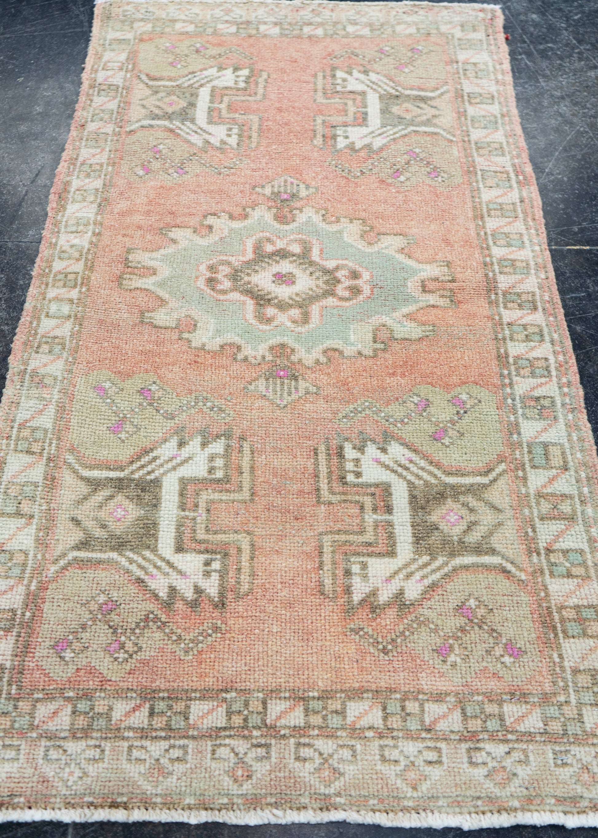 Turkish Mini Rug Oriental Hand Knotted Vintage Rug 1'9" x 3'2" #16895