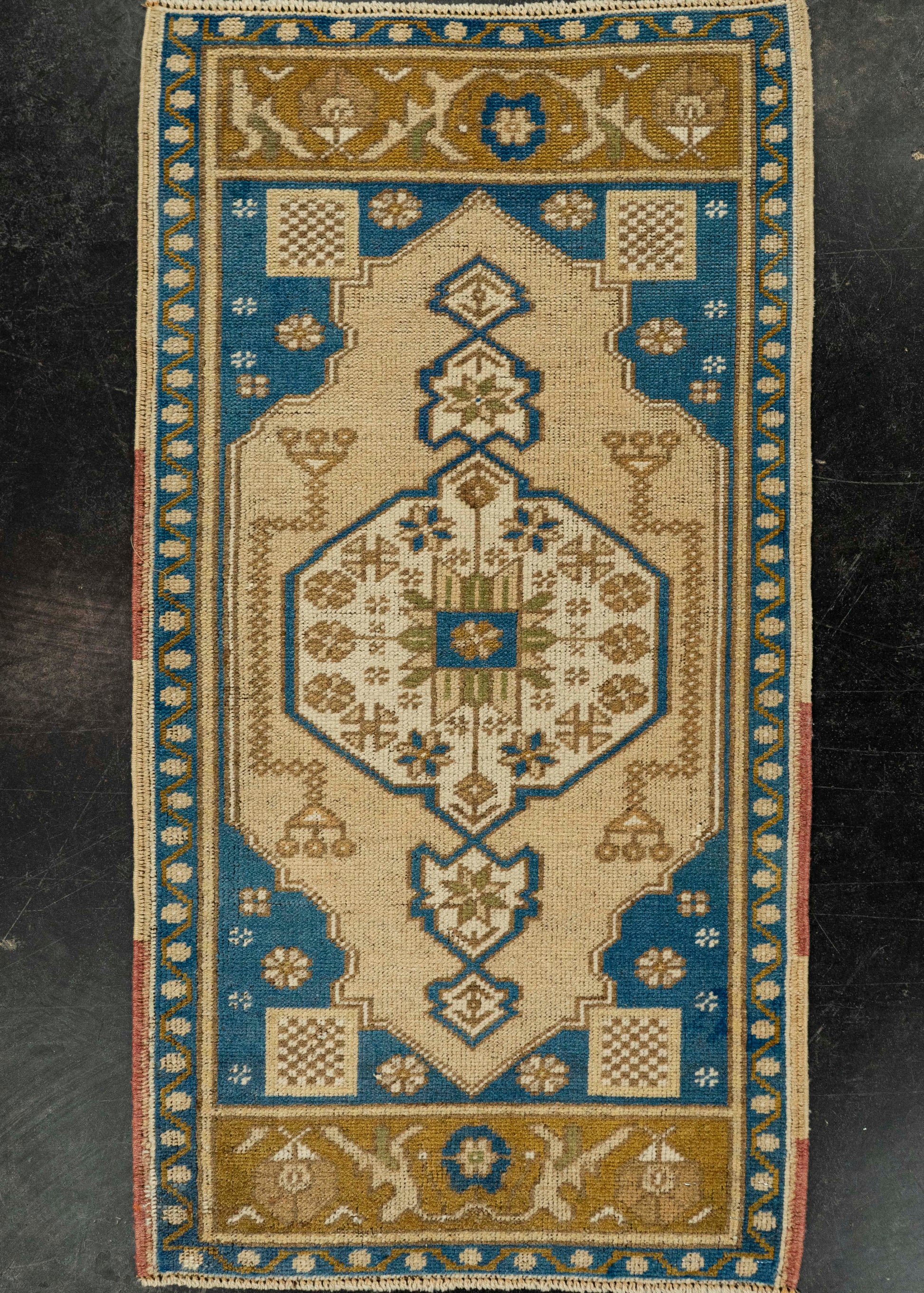 Turkish Mini Rug Oriental Hand Knotted Vintage Rug 1'8" x 3'2" #21188