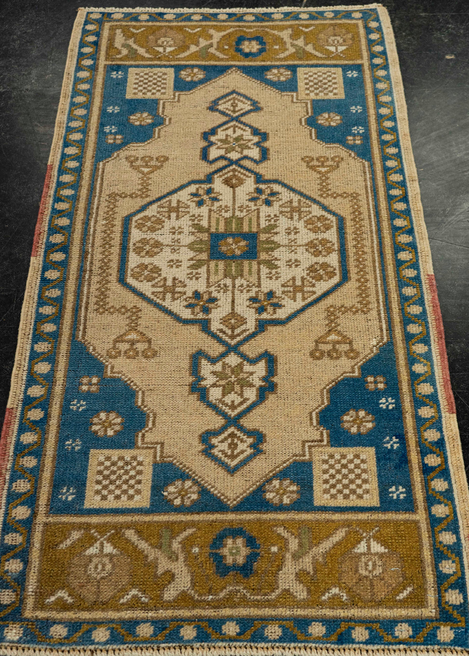 Turkish Mini Rug Oriental Hand Knotted Vintage Rug 1'8" x 3'2" #21188