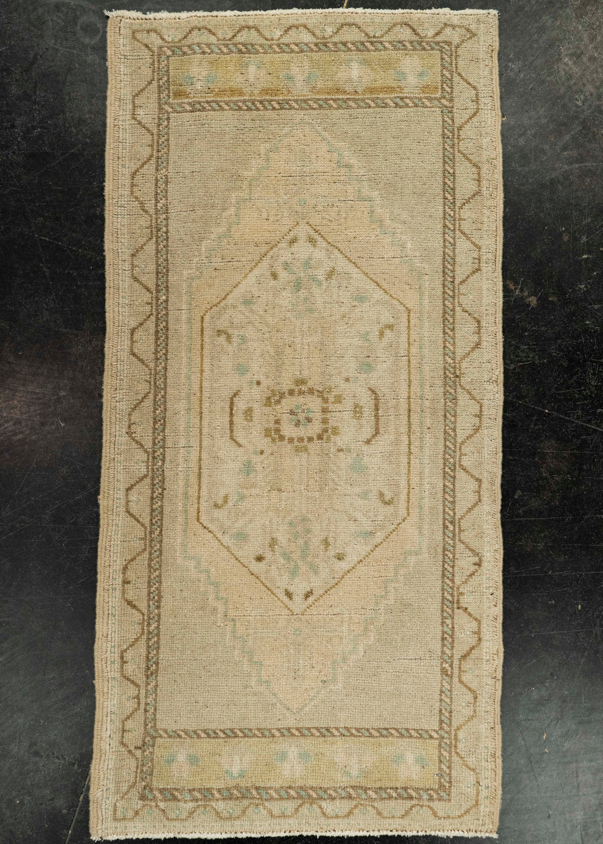 Turkish Mini Rug Oriental Hand Knotted Vintage Rug 1'9" x 3'7" #21076
