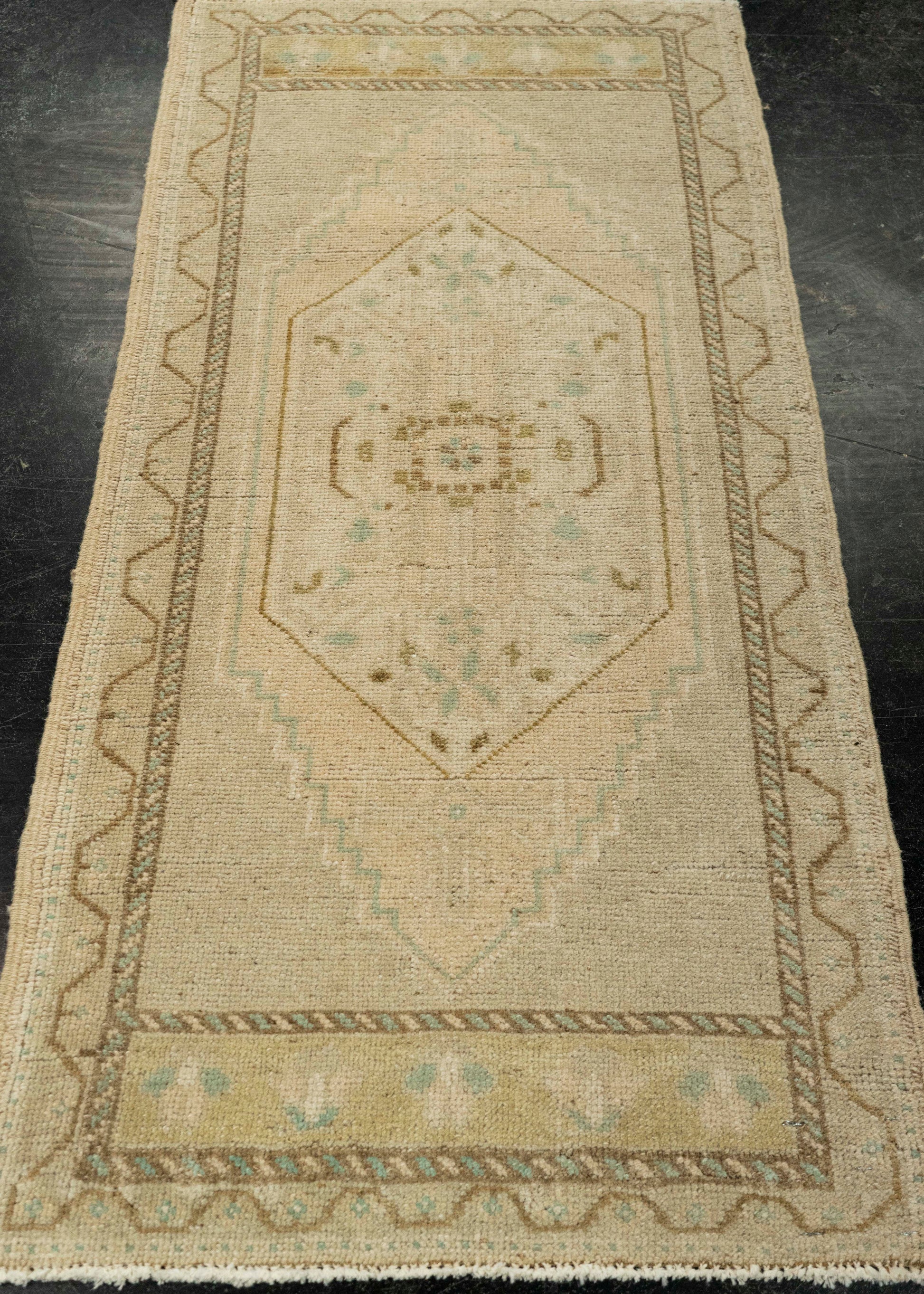 Turkish Mini Rug Oriental Hand Knotted Vintage Rug 1'9" x 3'7" #21076