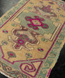 Turkish Mini Rug Oriental Hand Knotted Vintage Rug 1'6" x 2'6" #21186