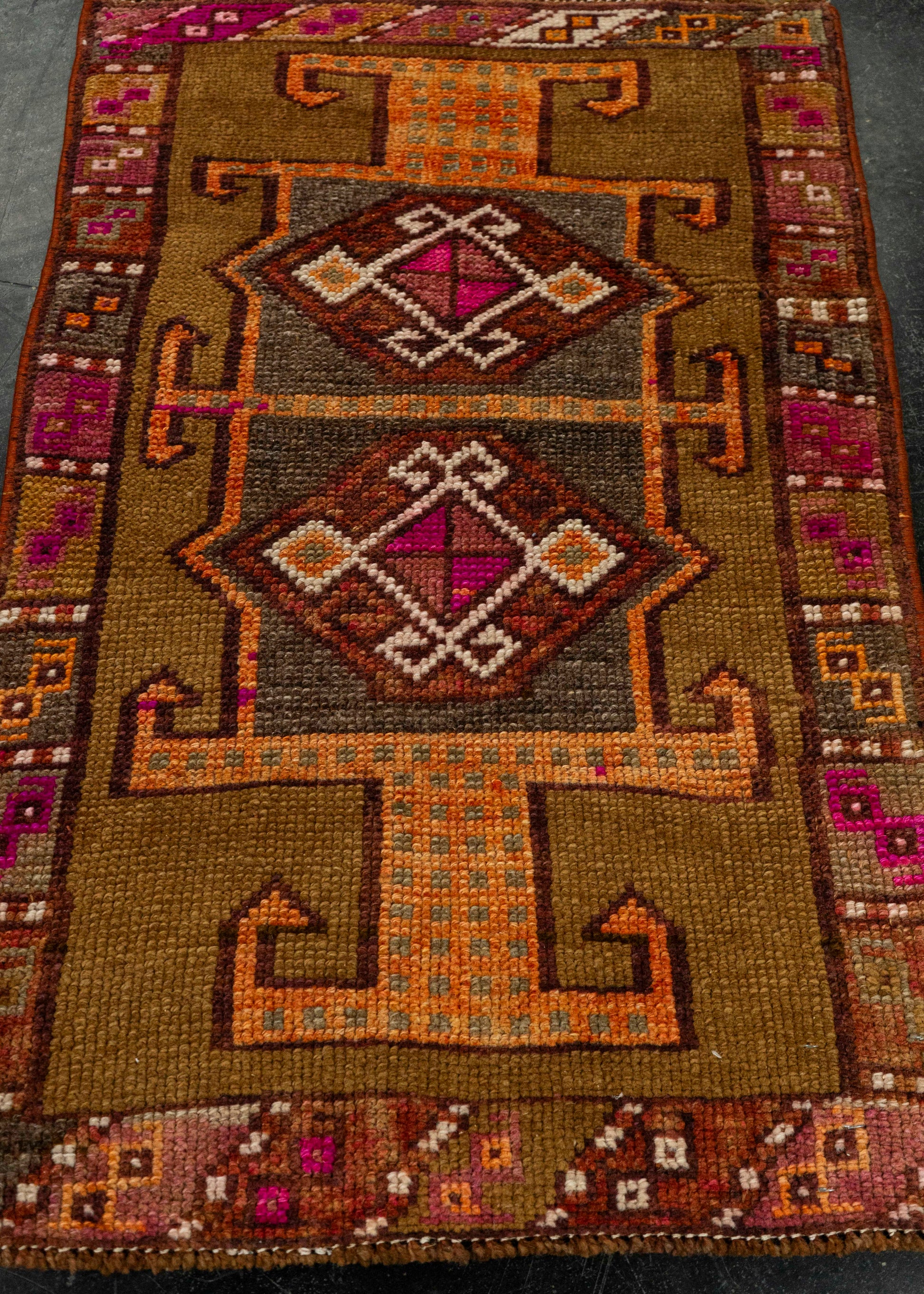 Turkish Mini Rug Oriental Hand Knotted Vintage Rug 1'9" x 1'8" #21068