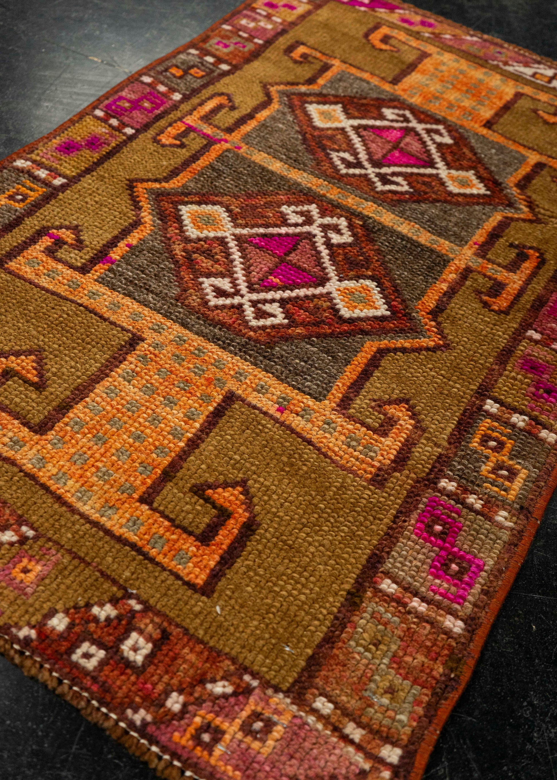 Turkish Mini Rug Oriental Hand Knotted Vintage Rug 1'9" x 1'8" #21068
