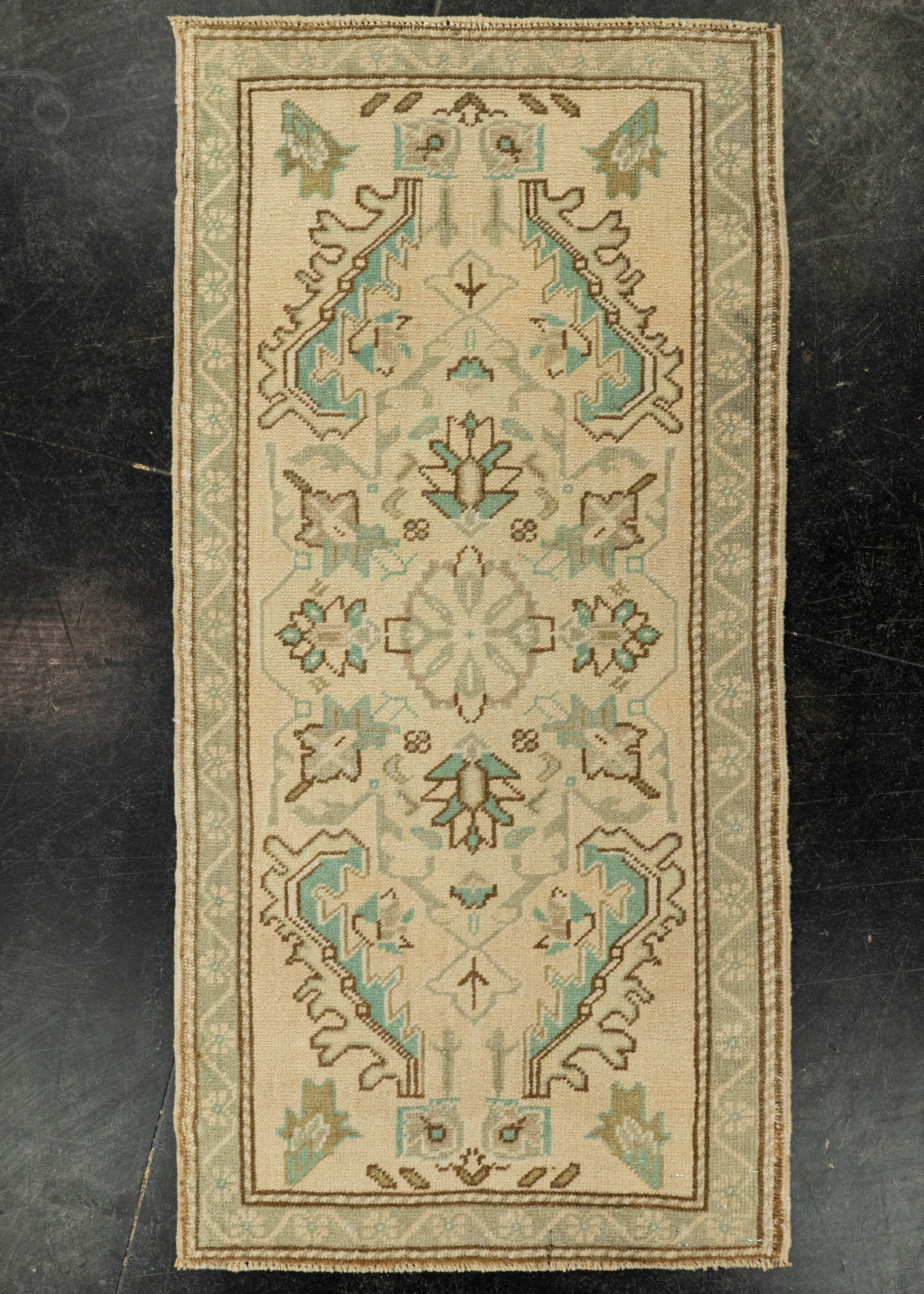 Turkish Mini Rug Oriental Hand Knotted Vintage Rug 1'9" x 3'7" #21073