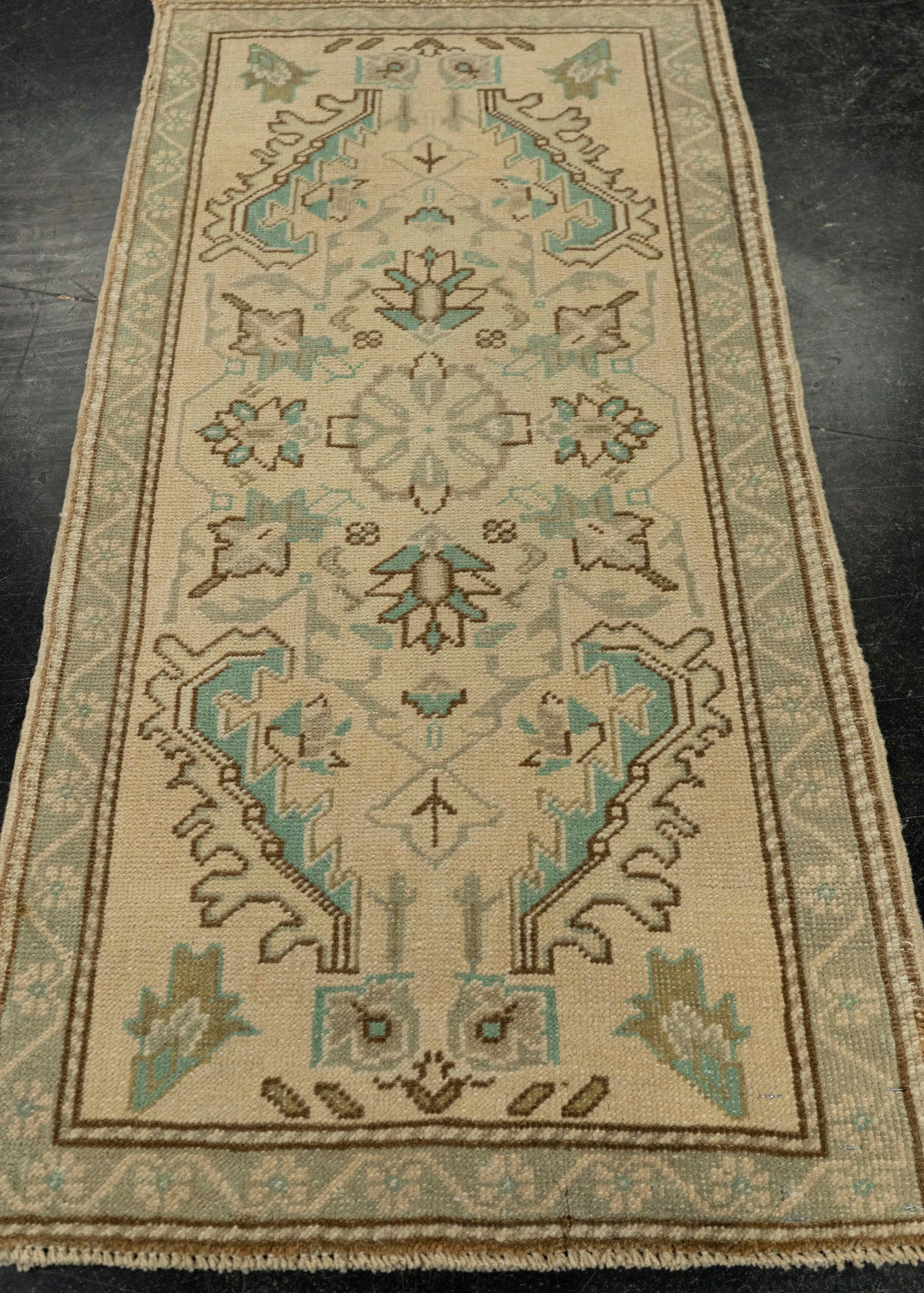 Turkish Mini Rug Oriental Hand Knotted Vintage Rug 1'9" x 3'7" #21073