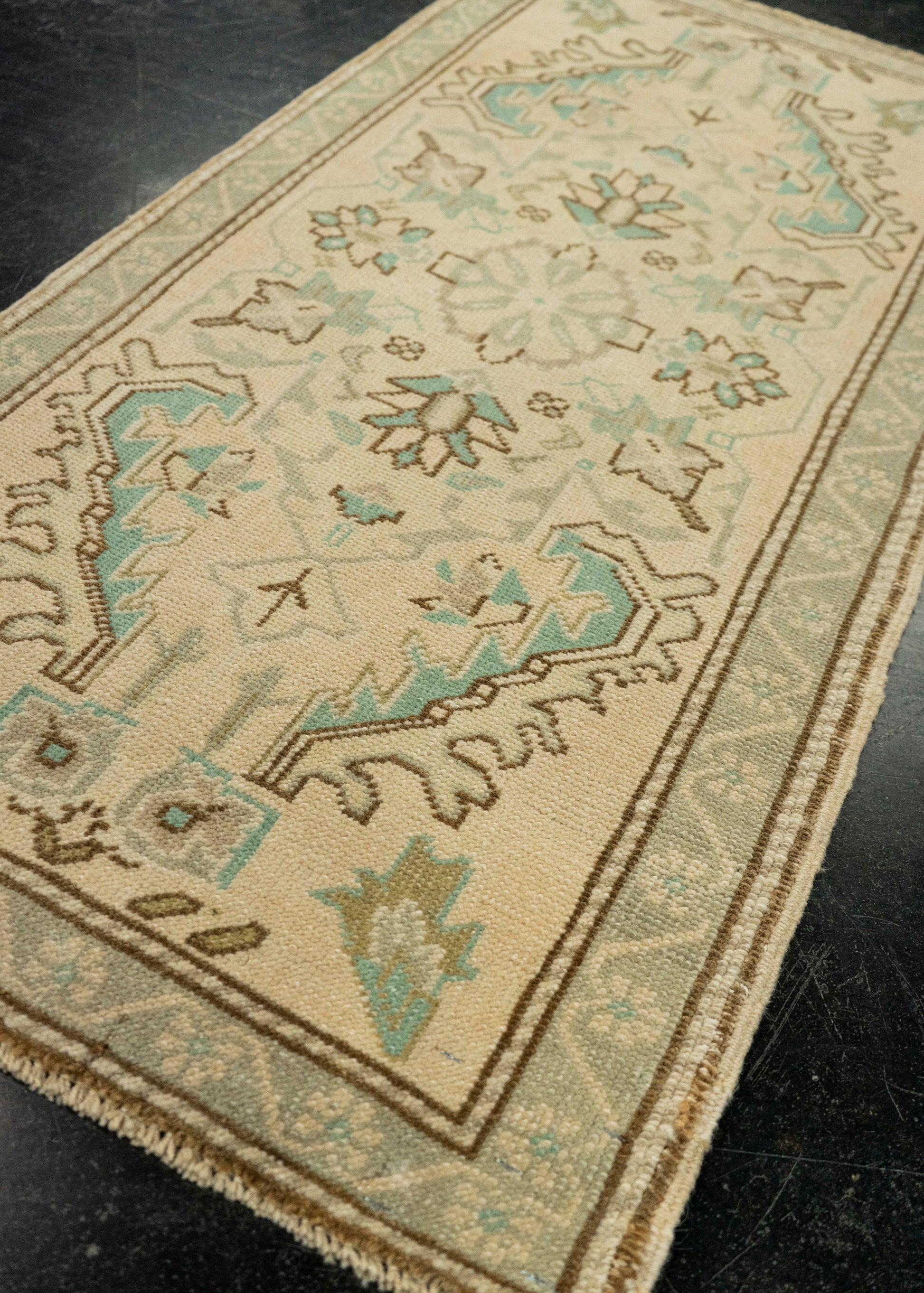 Turkish Mini Rug Oriental Hand Knotted Vintage Rug 1'9" x 3'7" #21073