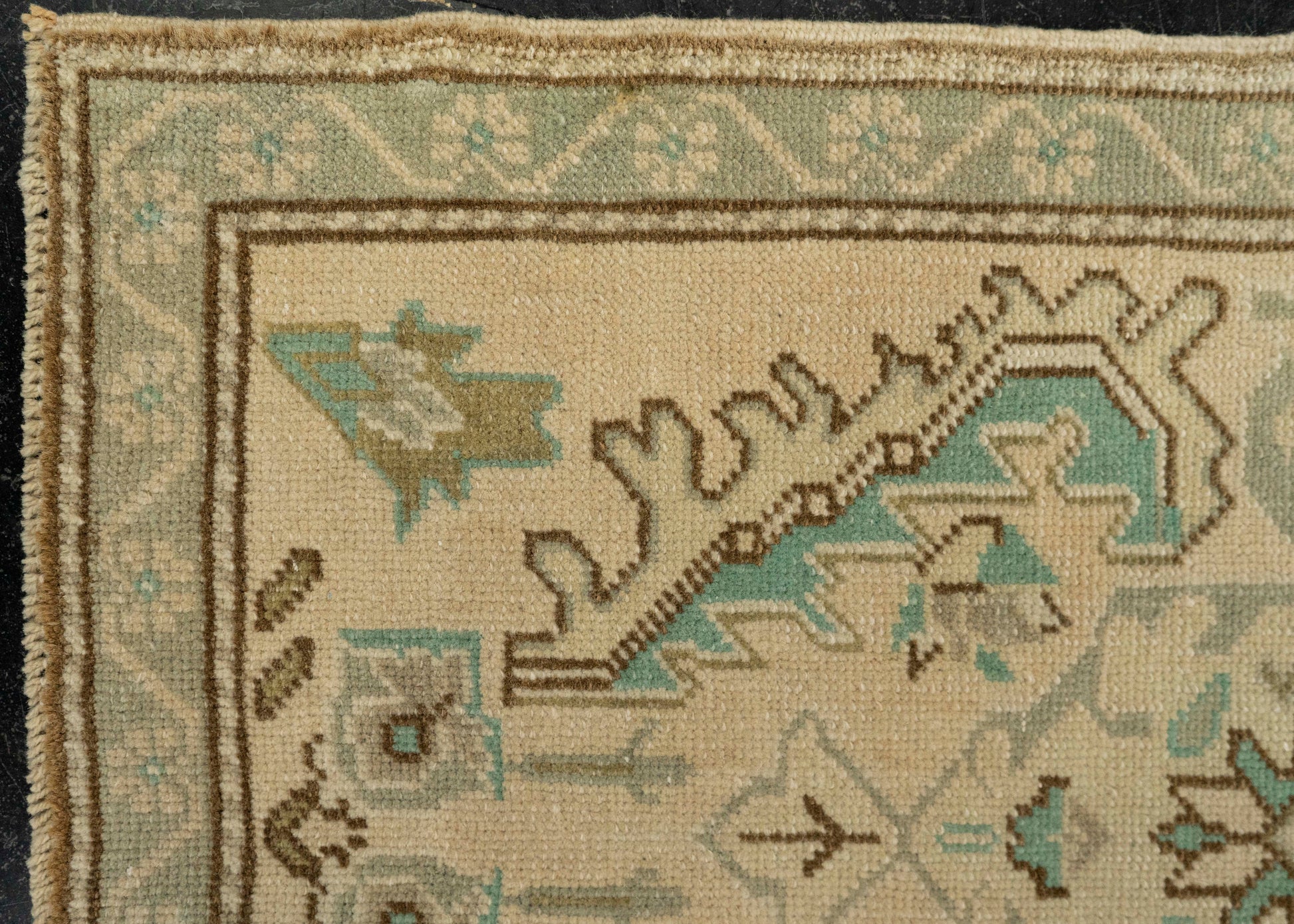 Turkish Mini Rug Oriental Hand Knotted Vintage Rug 1'9" x 3'7" #21073