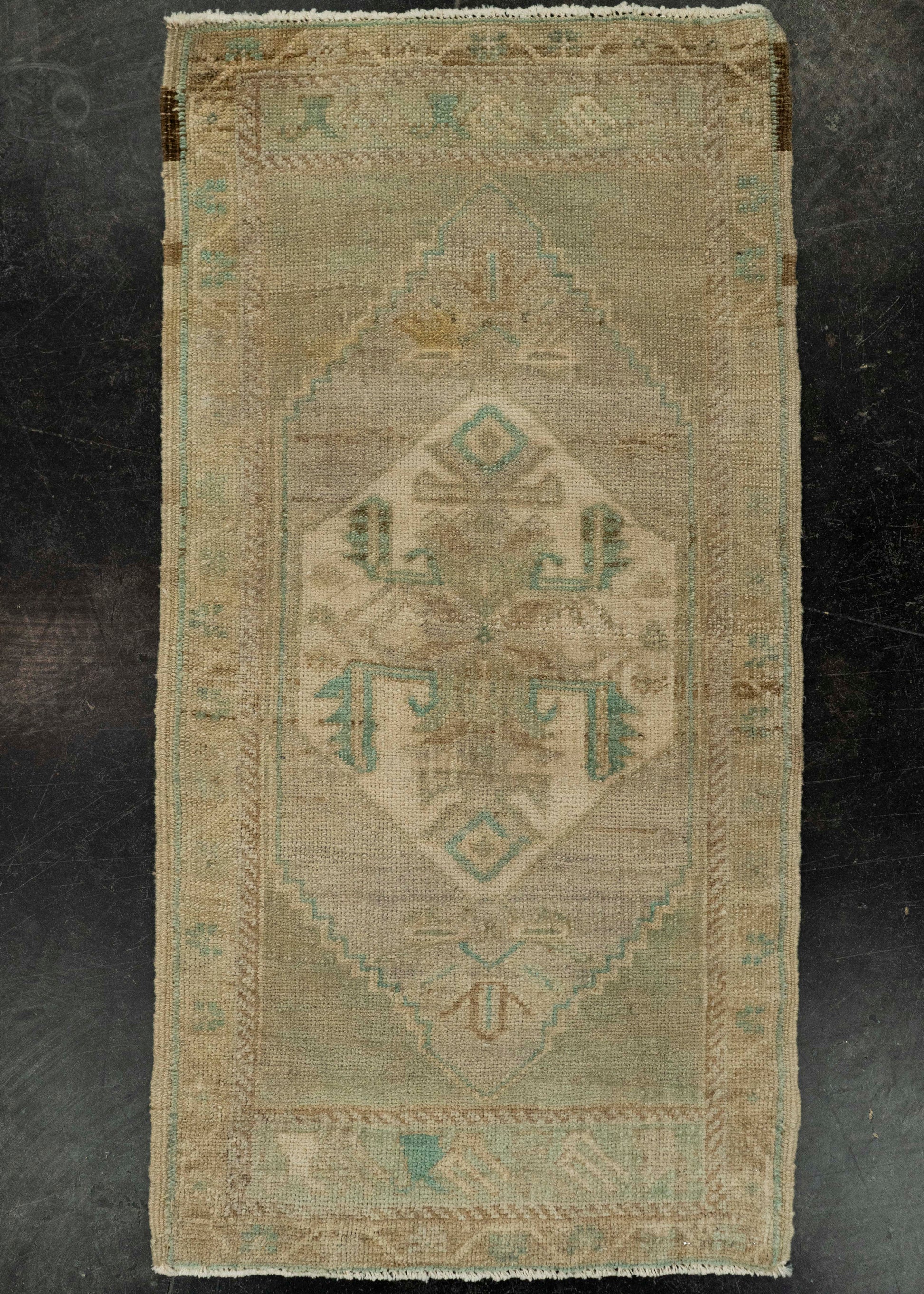 Turkish Mini Rug Oriental Hand Knotted Vintage Rug 1'10" x 3'7" #21026