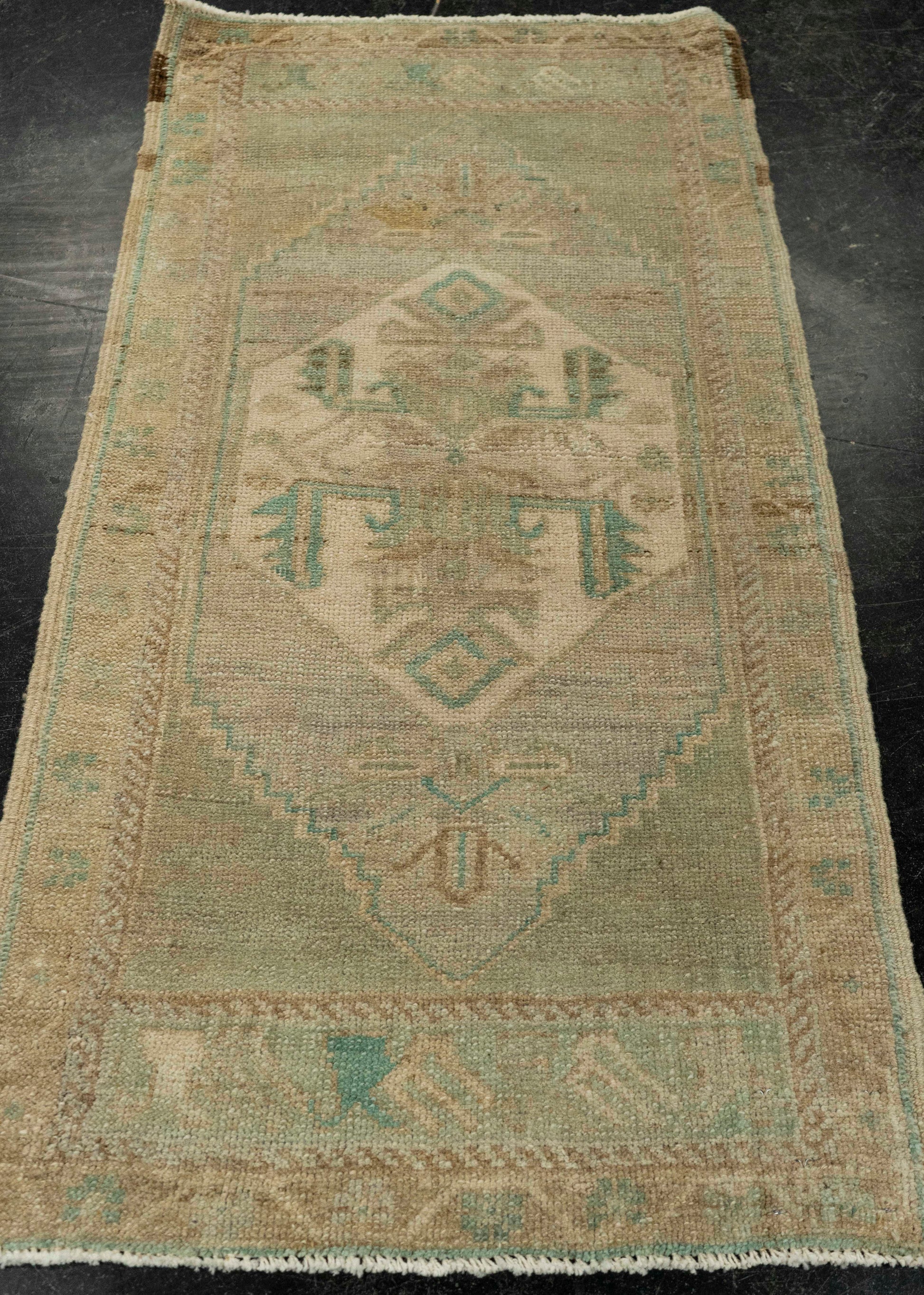 Turkish Mini Rug Oriental Hand Knotted Vintage Rug 1'10" x 3'7" #21026