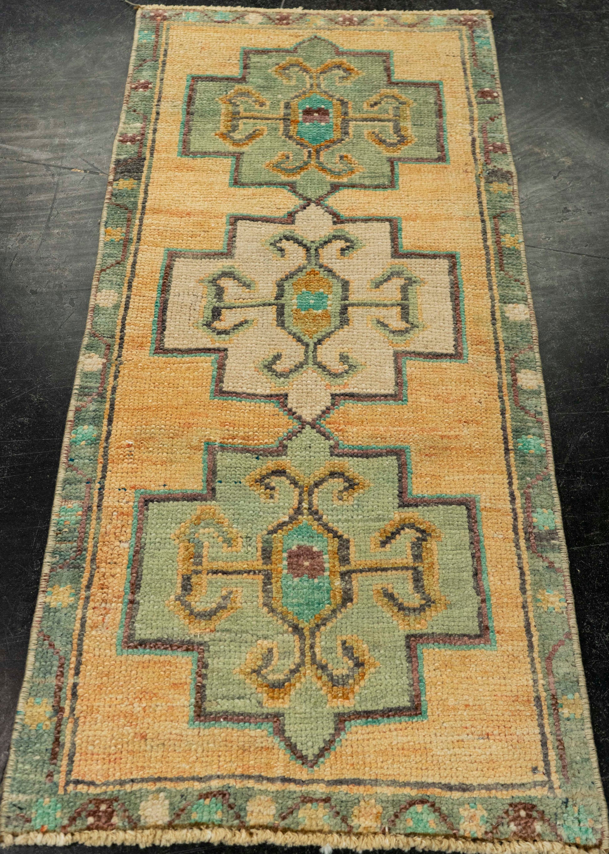 Turkish Mini Rug Oriental Hand Knotted Vintage Rug 1'5" x 3'2" #21153