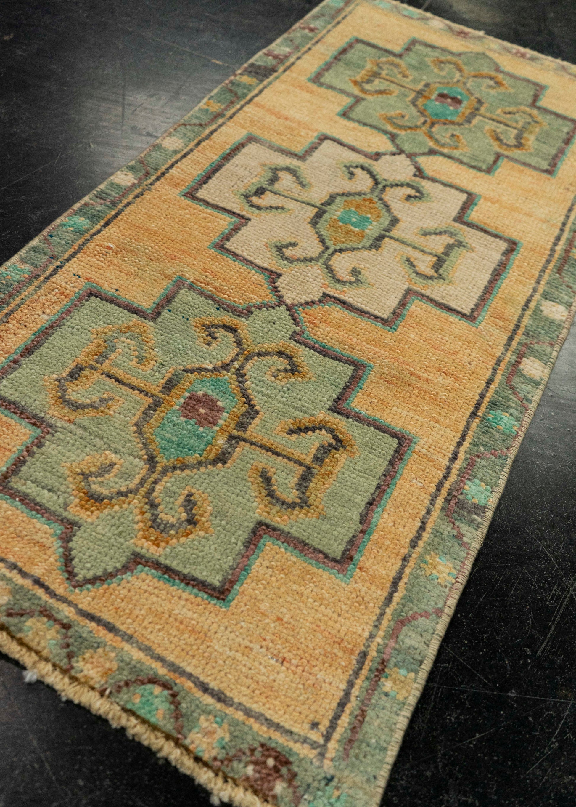 Turkish Mini Rug Oriental Hand Knotted Vintage Rug 1'5" x 3'2" #21153
