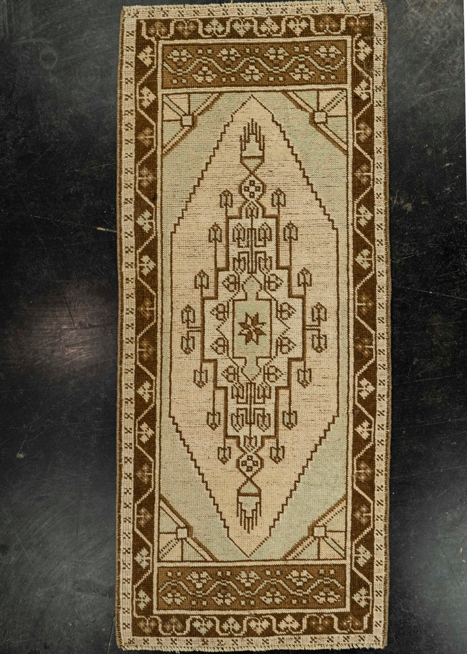 Turkish Mini Rug Oriental Hand Knotted Vintage Rug 1'7" x 3'8" #21064