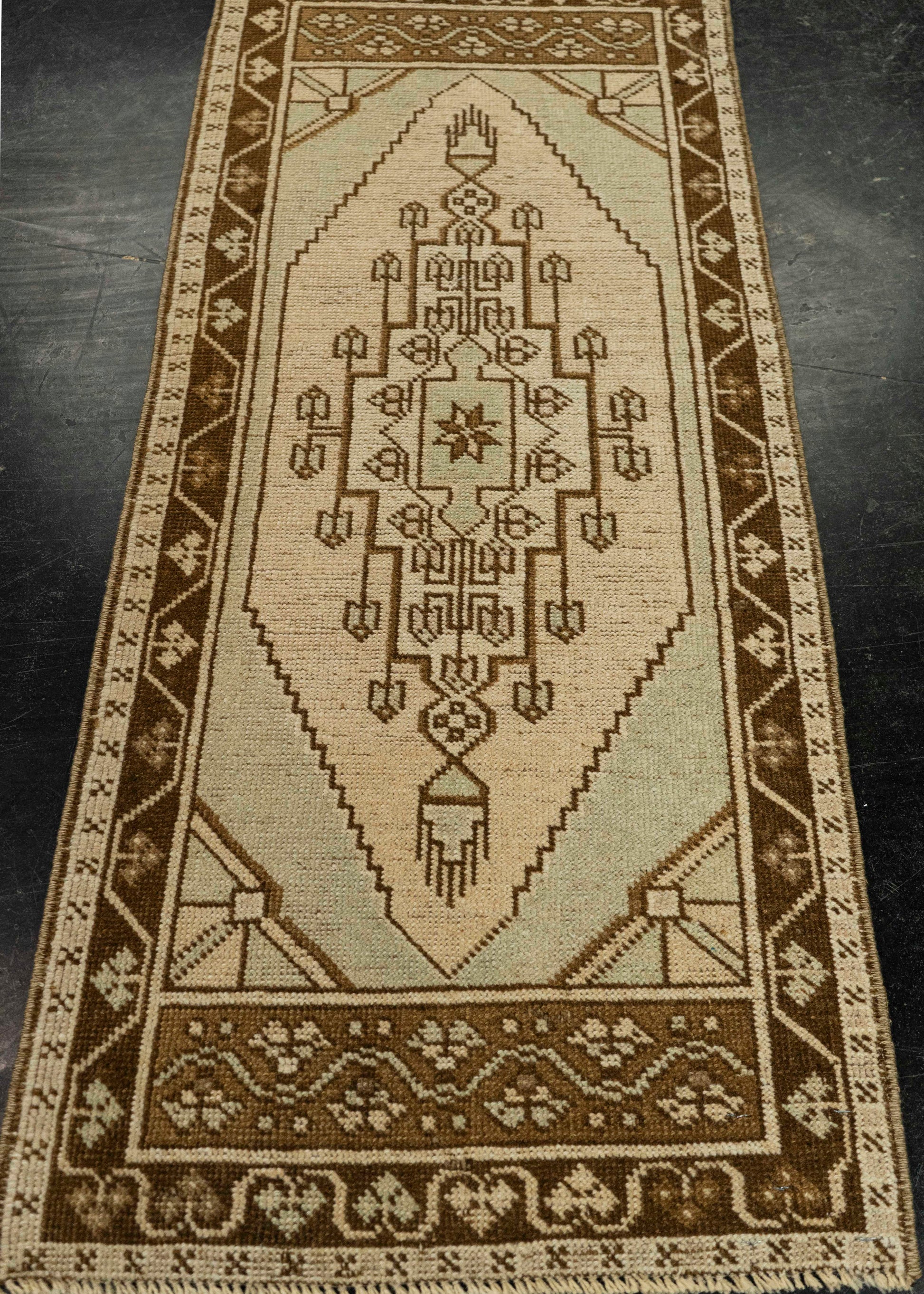 Turkish Mini Rug Oriental Hand Knotted Vintage Rug 1'7" x 3'8" #21064