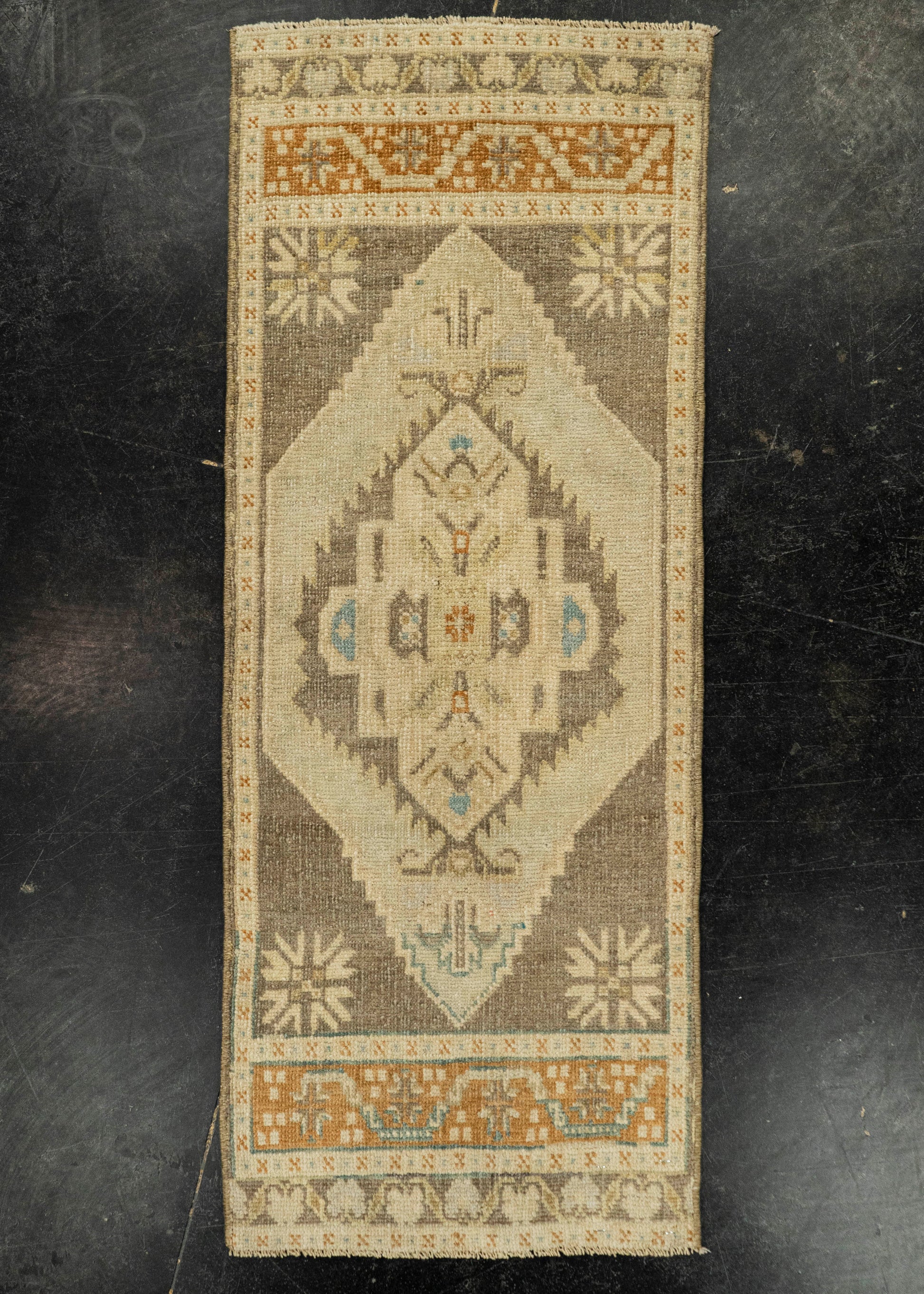 Turkish Mini Rug Oriental Hand Knotted Vintage Rug 1'5" x 3'9" #21088