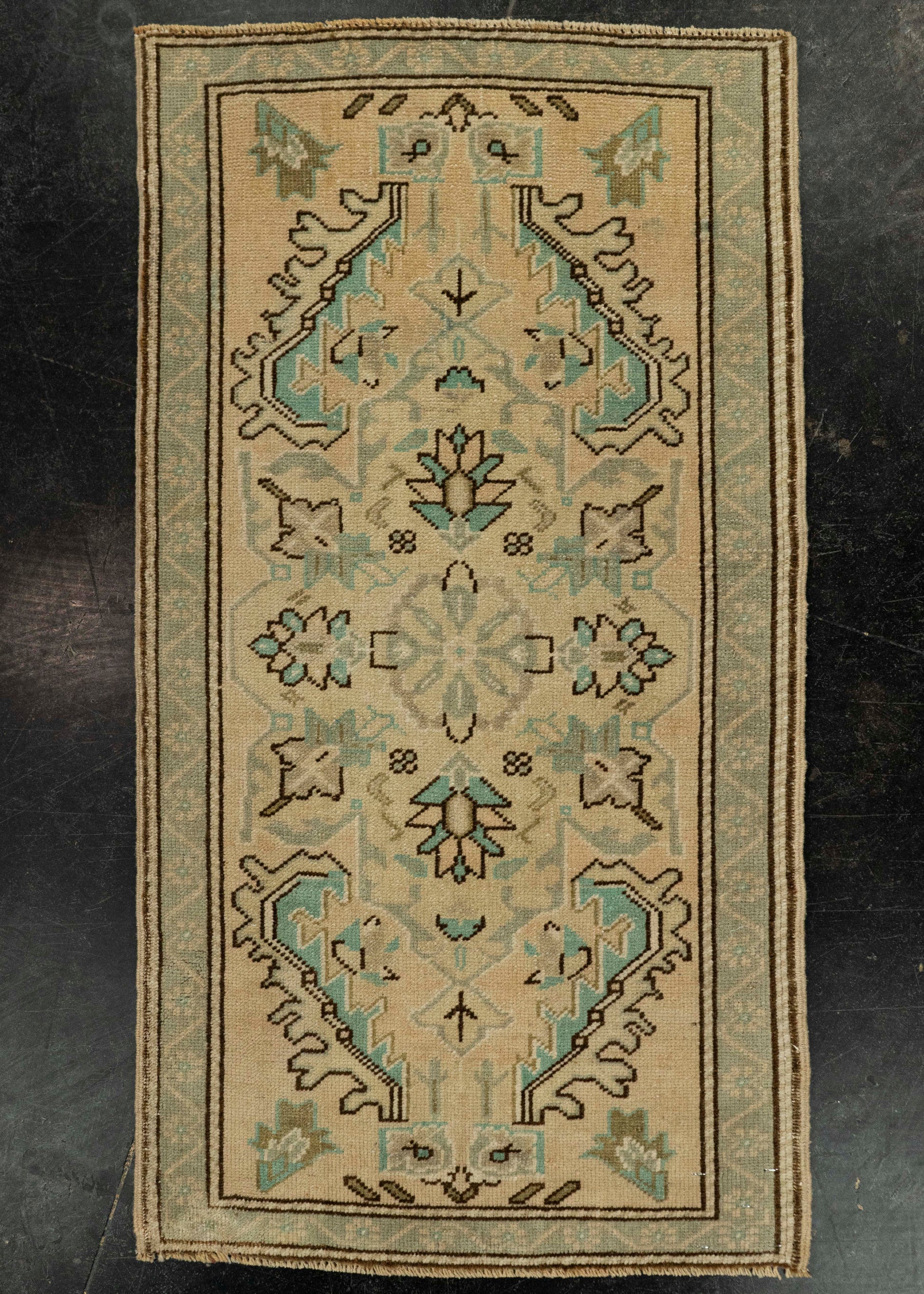 Turkish Mini Rug Oriental Hand Knotted Vintage Rug 1'10" x 3'4" #21092