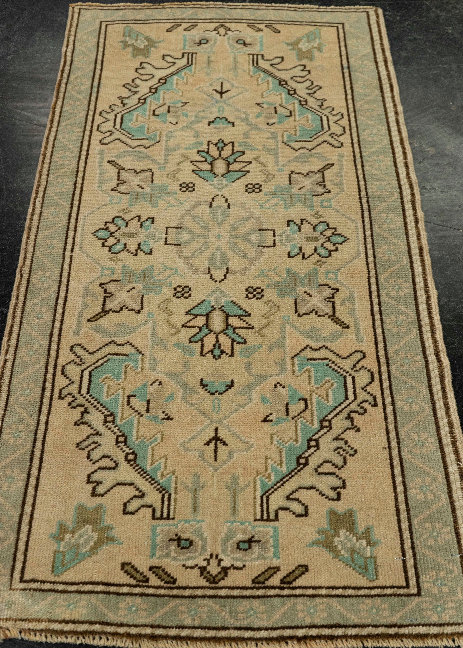 Turkish Mini Rug Oriental Hand Knotted Vintage Rug 1'10" x 3'4" #21092