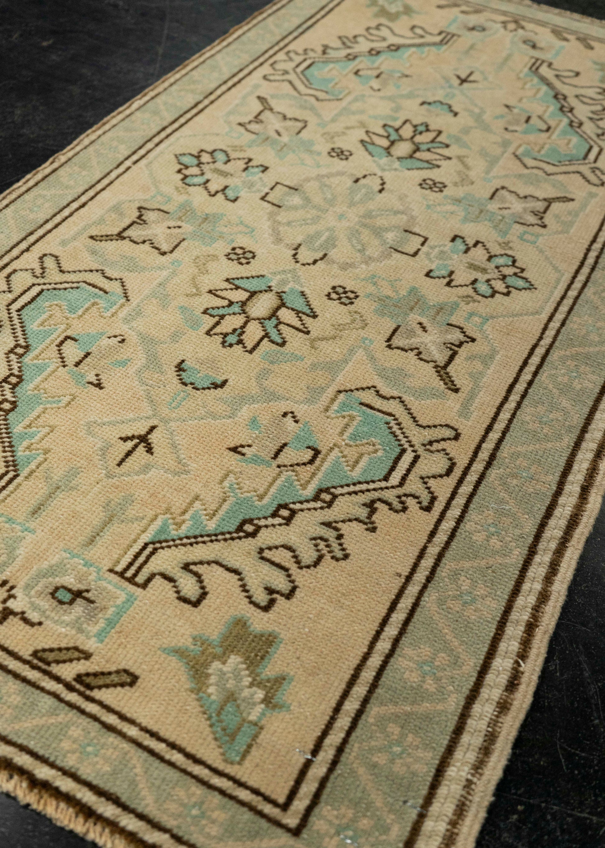 Turkish Mini Rug Oriental Hand Knotted Vintage Rug 1'10" x 3'4" #21092