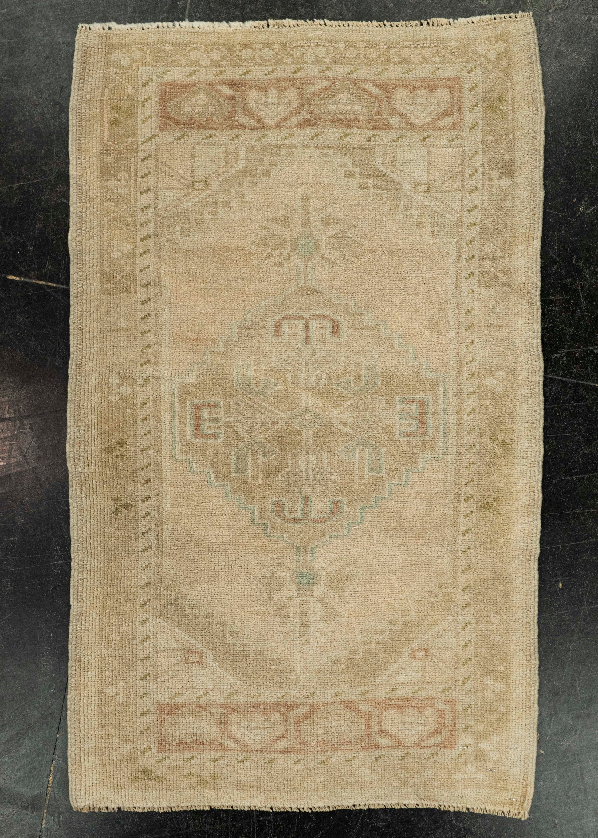 Turkish Mini Rug Oriental Hand Knotted Vintage Rug 1'11" x 3'1" #21081