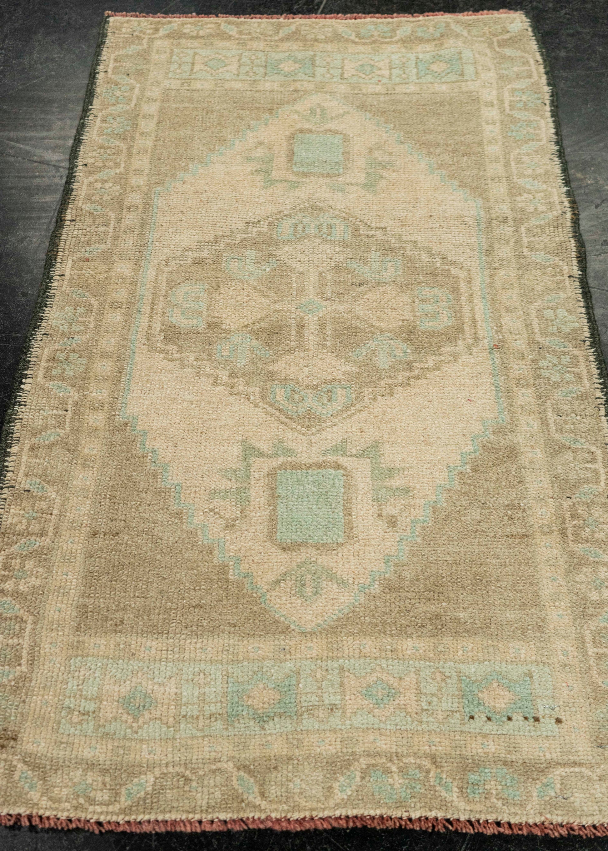 Turkish Mini Rug Oriental Hand Knotted Vintage Rug 1'9" x 3' #21087