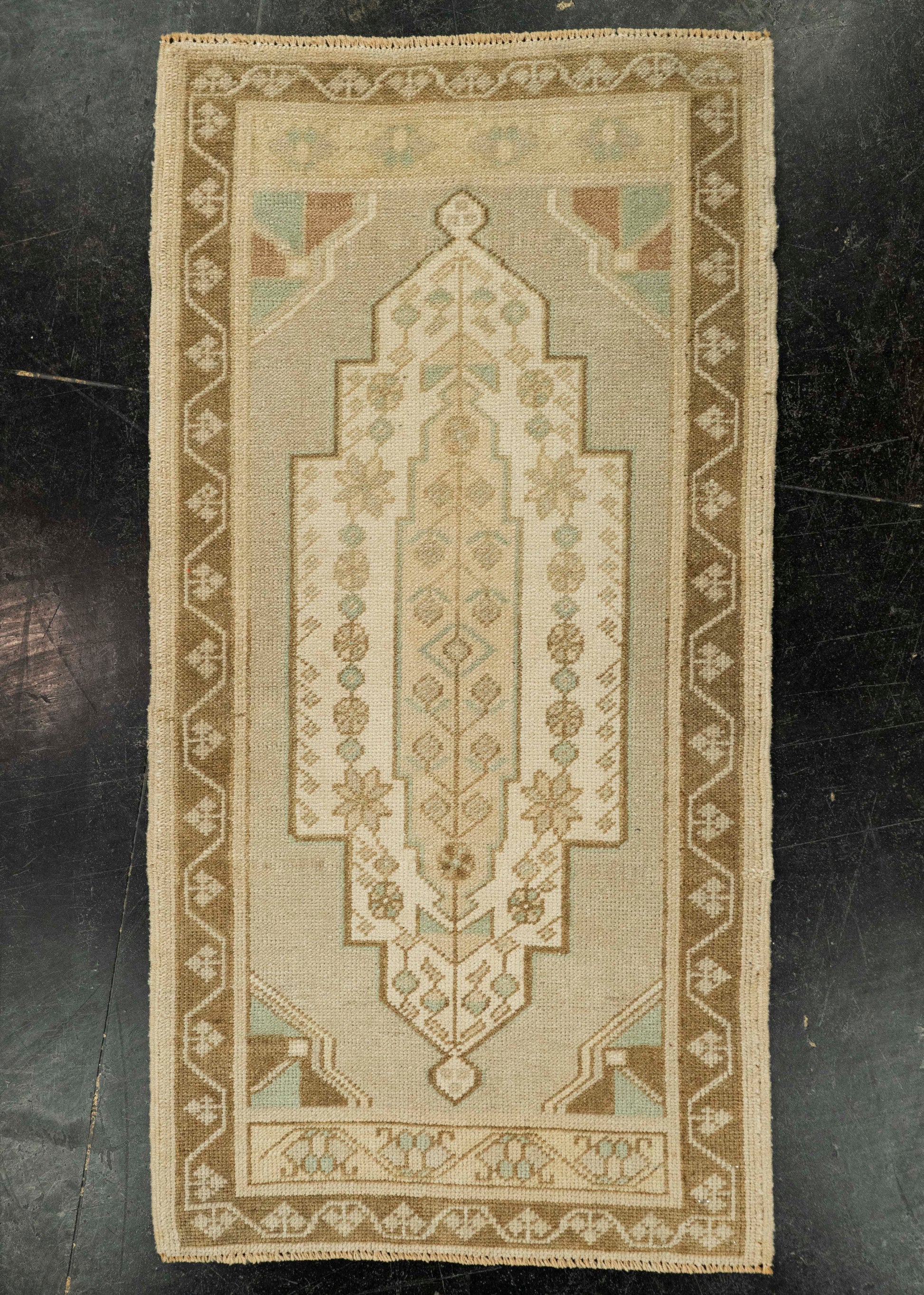 Turkish Mini Rug Oriental Hand Knotted Vintage Rug 1'8" x 3'4" #21086